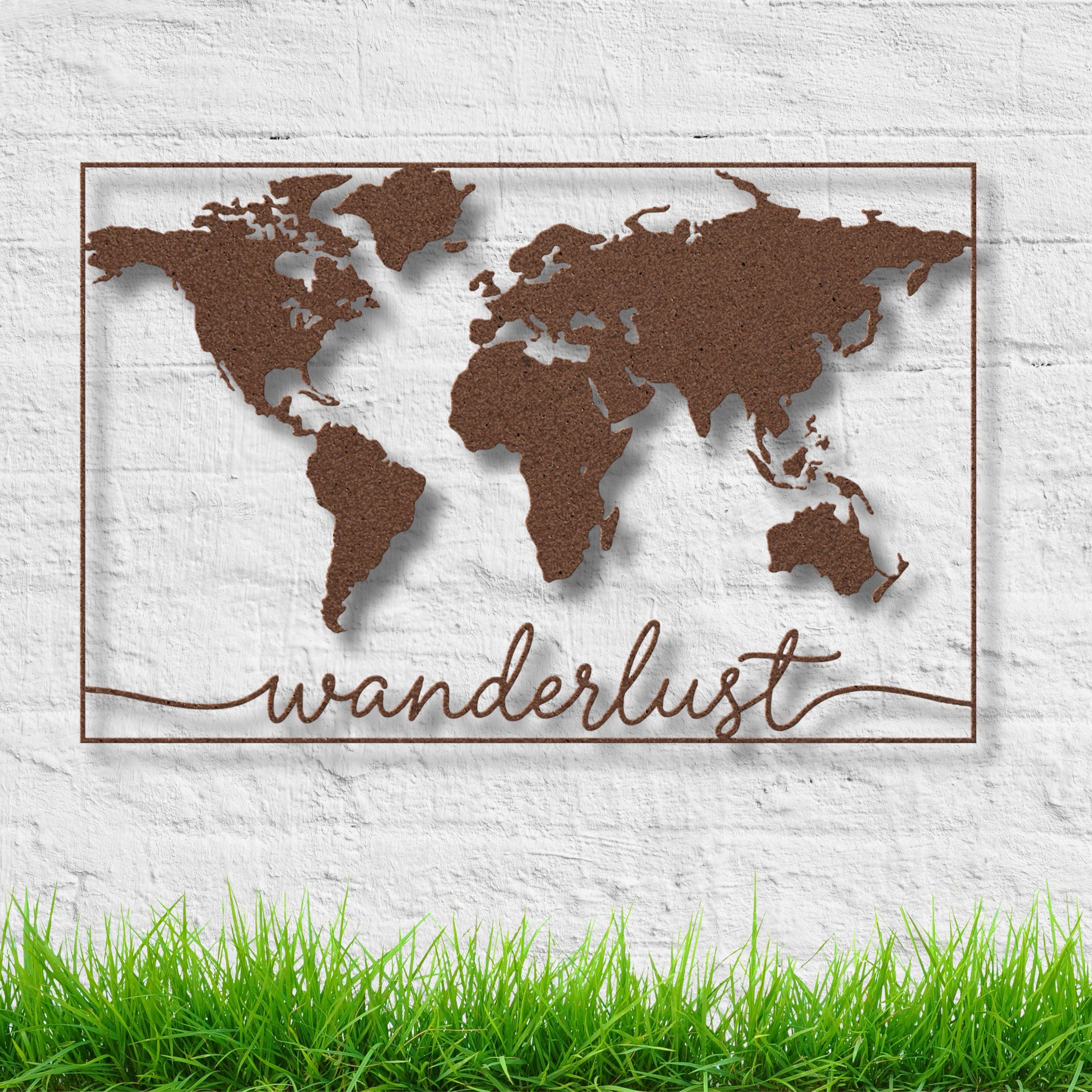 Wanderlust Metal Sign – Boho Travel Wall Decor | Custom Die Cut Art