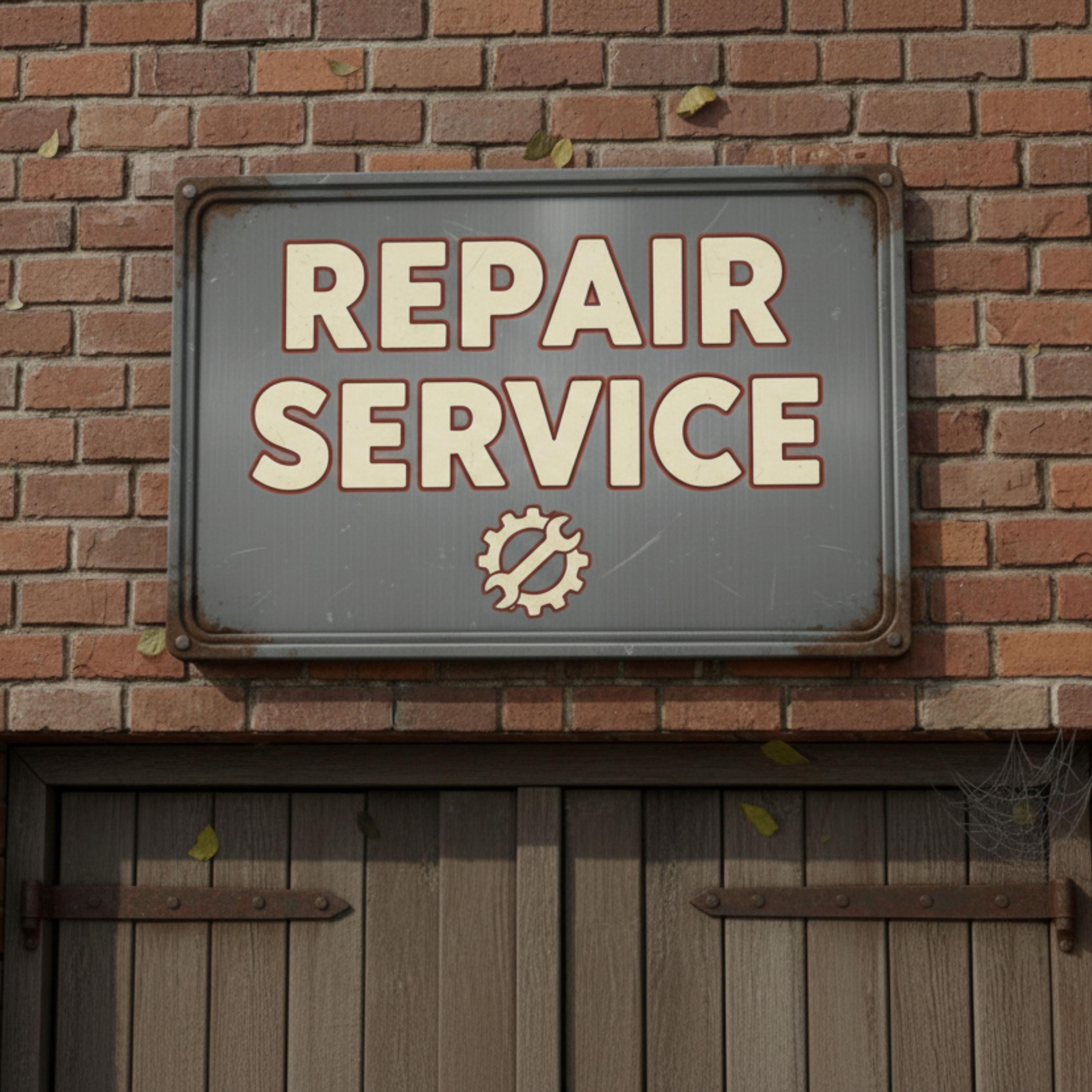 Industrial Repair Service Sign, Garage Workshop Vintage Metal Plaque, Mechanic Man Cave Art