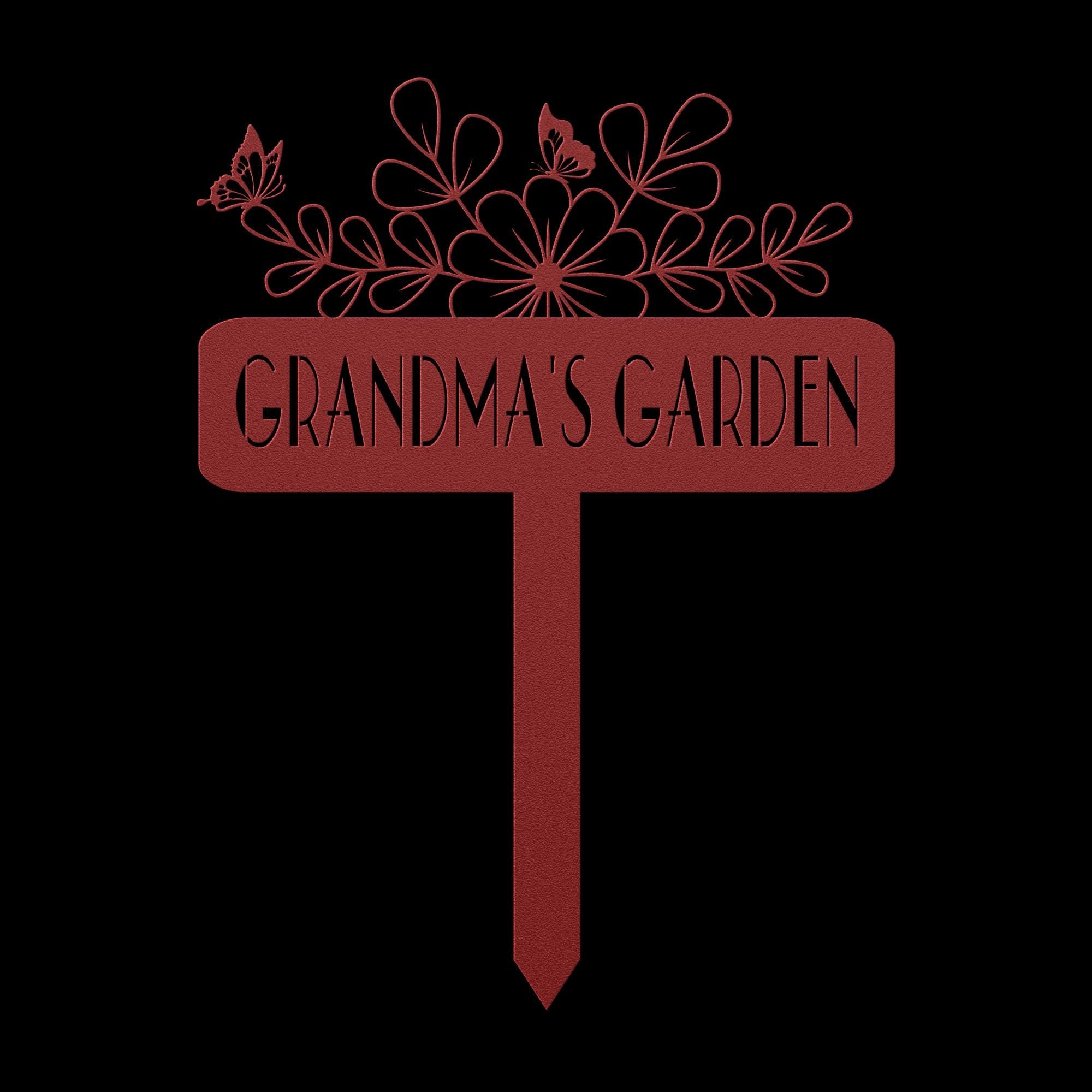 Custom Metal Garden Sign: Flower, Butterfly, Personalized Name