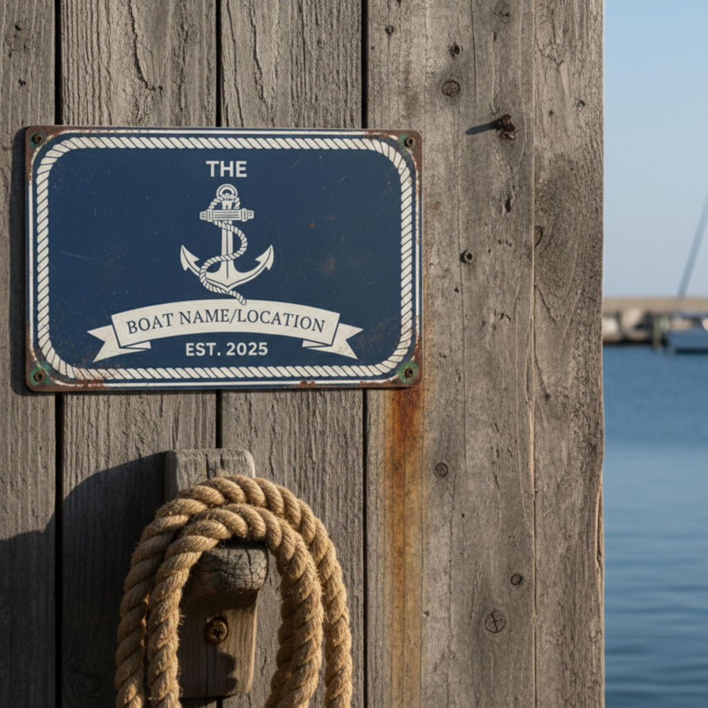 Personalized Boat Name Metal Sign, Nautical Decor, Sailor Gift, Lake House Cabin Wall Sign
