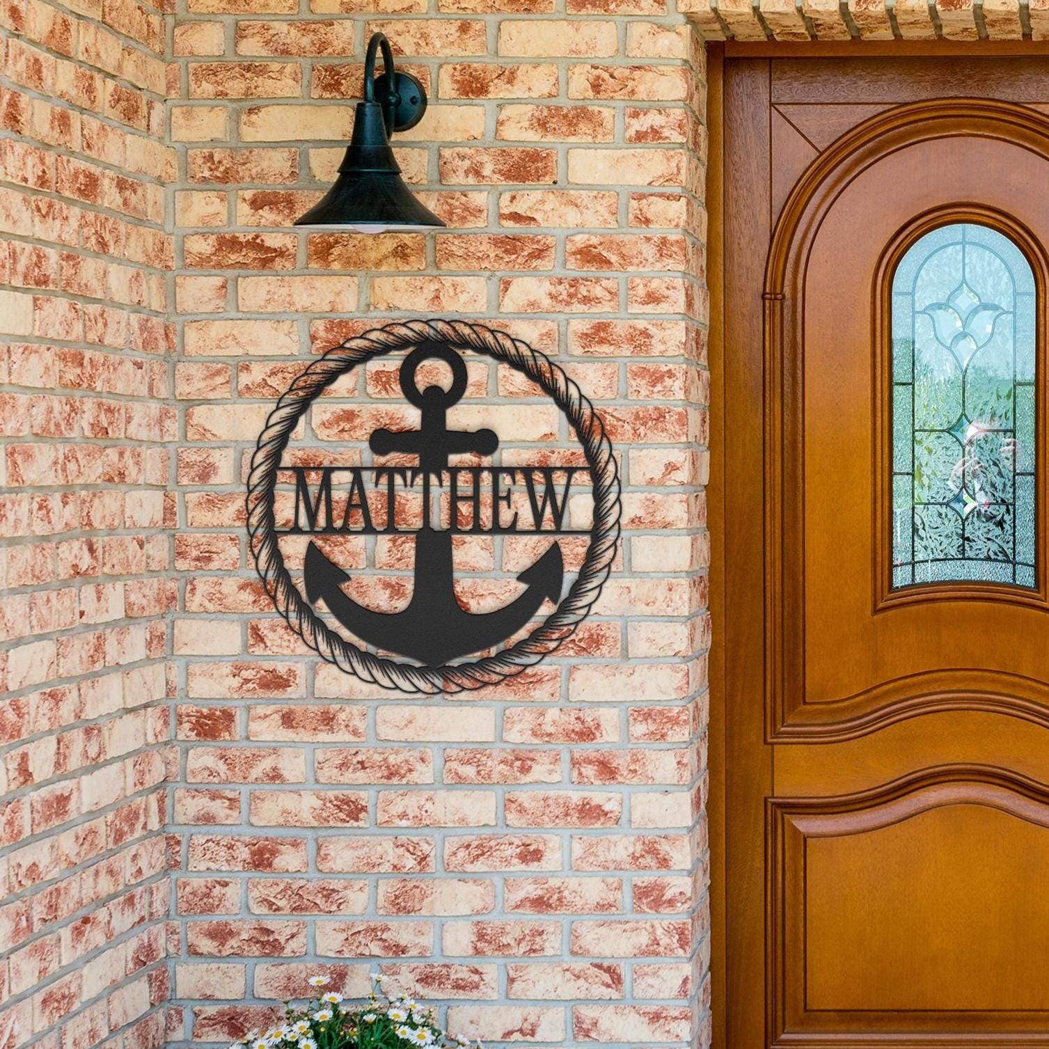 Custom Metal Anchor Sign, Nautical Coastal Decor