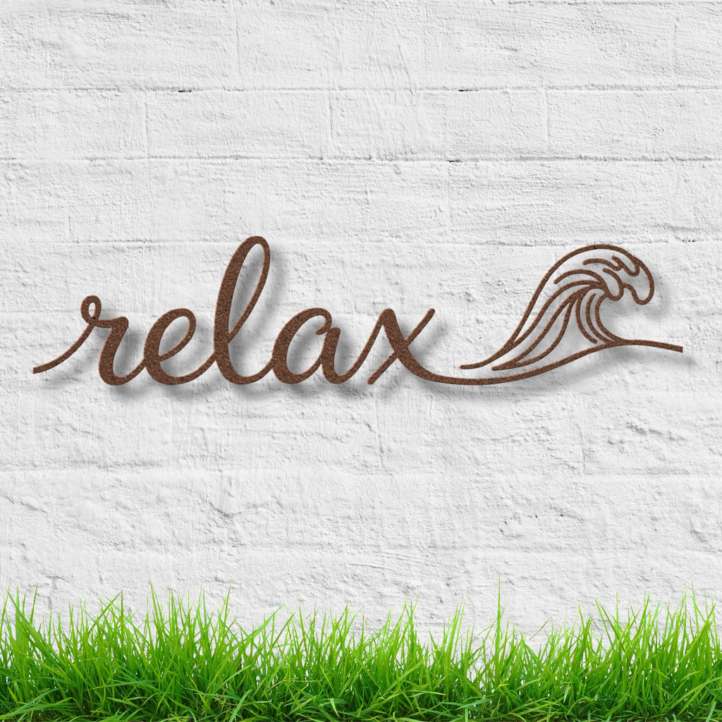 Relax Wave Metal Art – Coastal Wall Decor | Beach House Sign, Ocean Lover Gift
