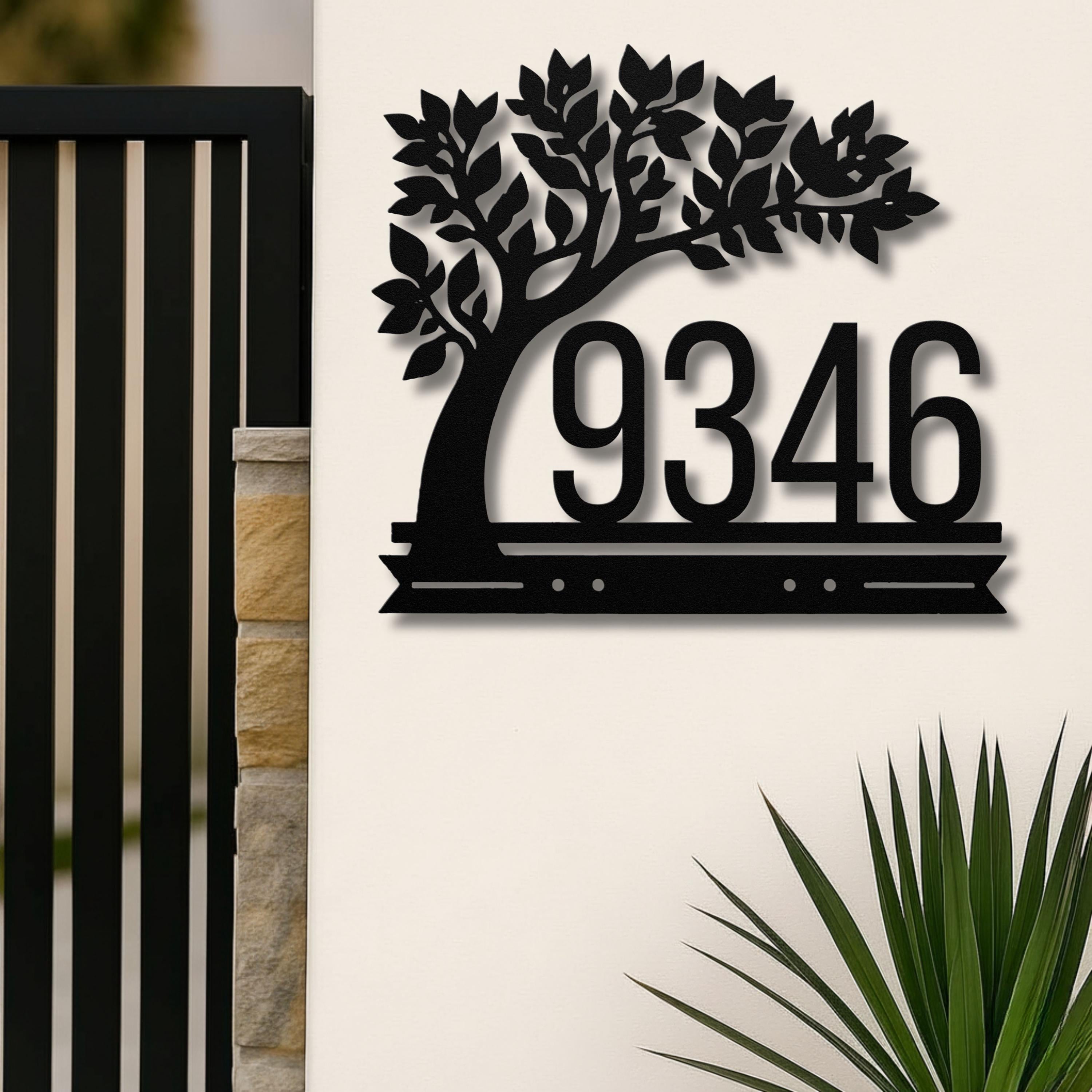 Personalized Tree Address Sign, Custom Metal House Numbers, Outdoor Curb Appeal Home Decor