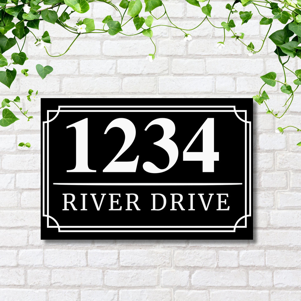 Custom House Number Sign | Modern Black & White Address Plaque
