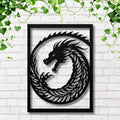 Tribal Dragon Metal Wall Art, Mythical Beast Die Cut Sign, Fantasy Decor