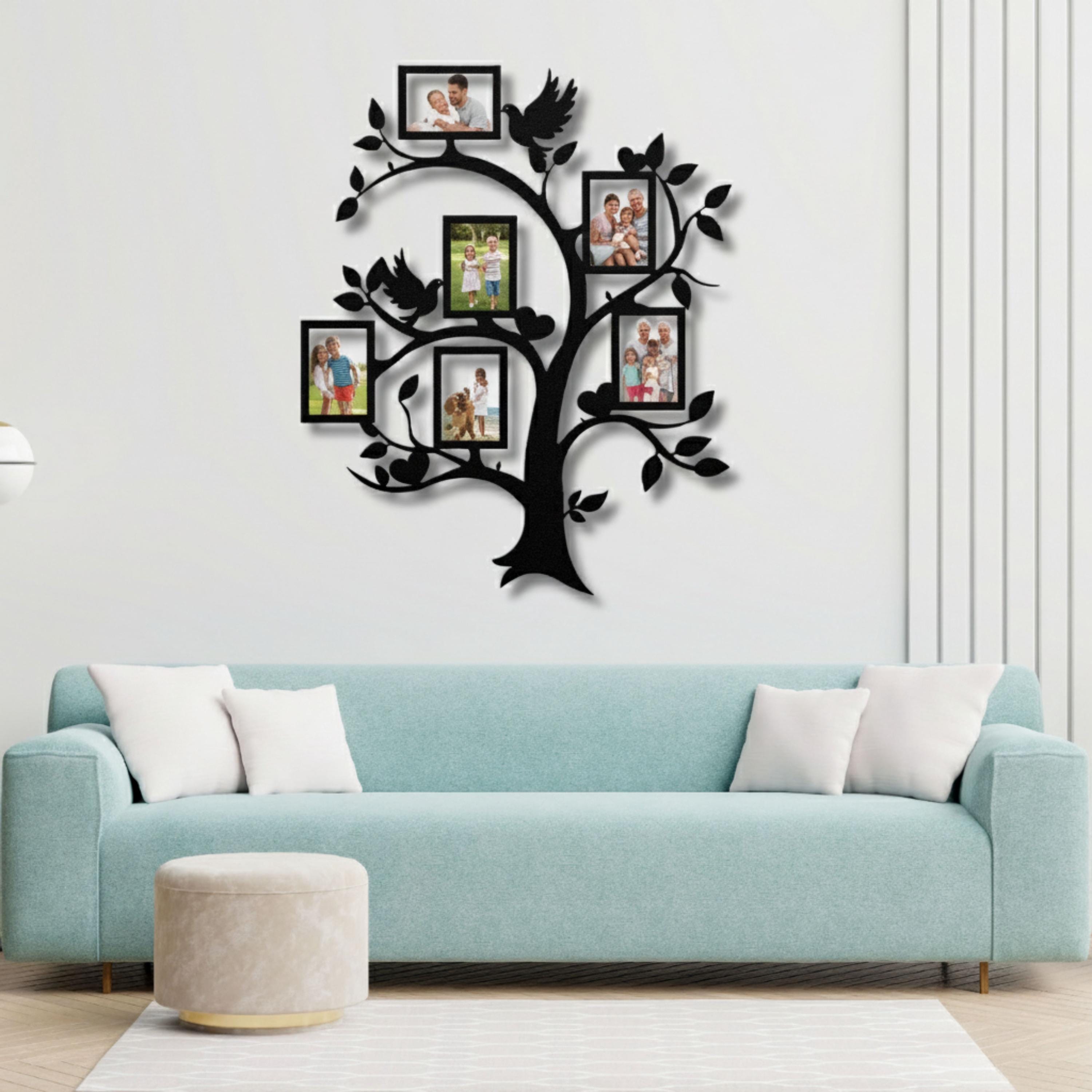 Family Tree Metal Wall Art, Photo Frame Die Cut Sign, Genealogy Gift, Family Decor