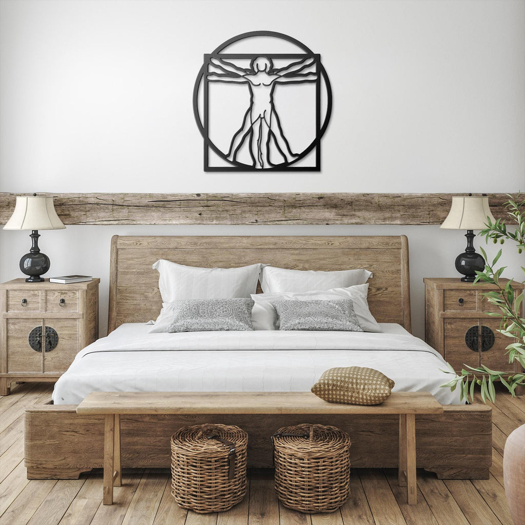 Vitruvian Man Metal Art - Leonardo Da Vinci Sign | Anatomical Wall Decor