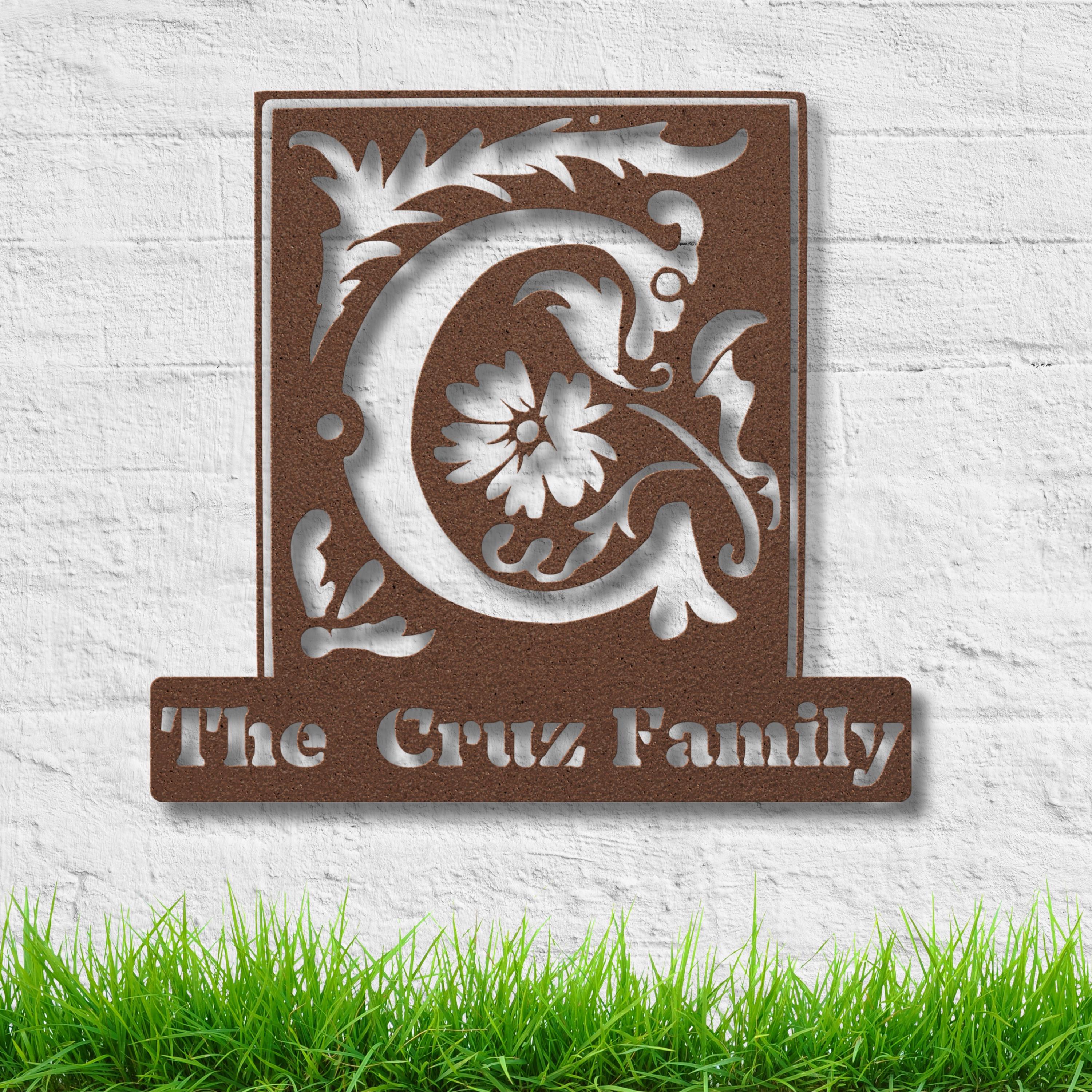 Custom Metal Sign - Personalized Family Name Plaque With Art Nouveau Design