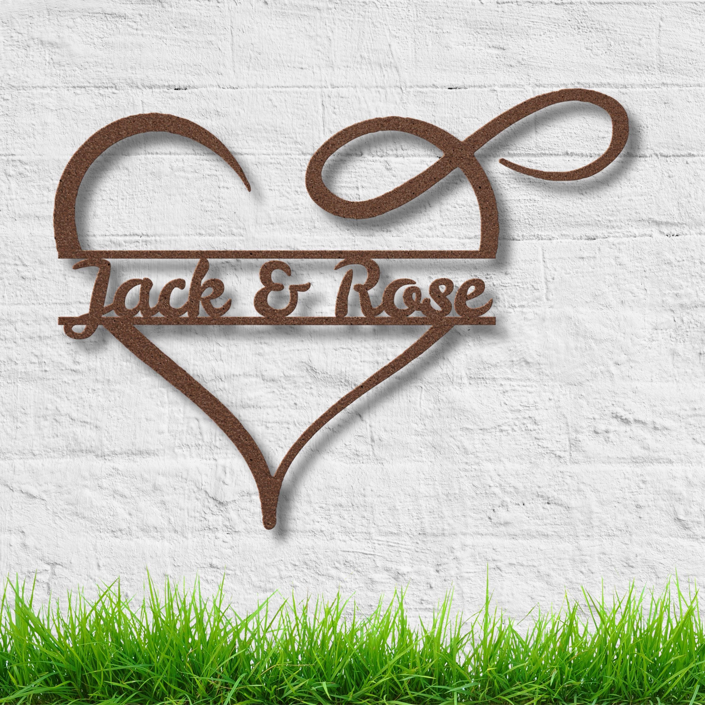 Personalized Metal Sign – Custom Couple Name Infinity Heart Die Cut Wall Art