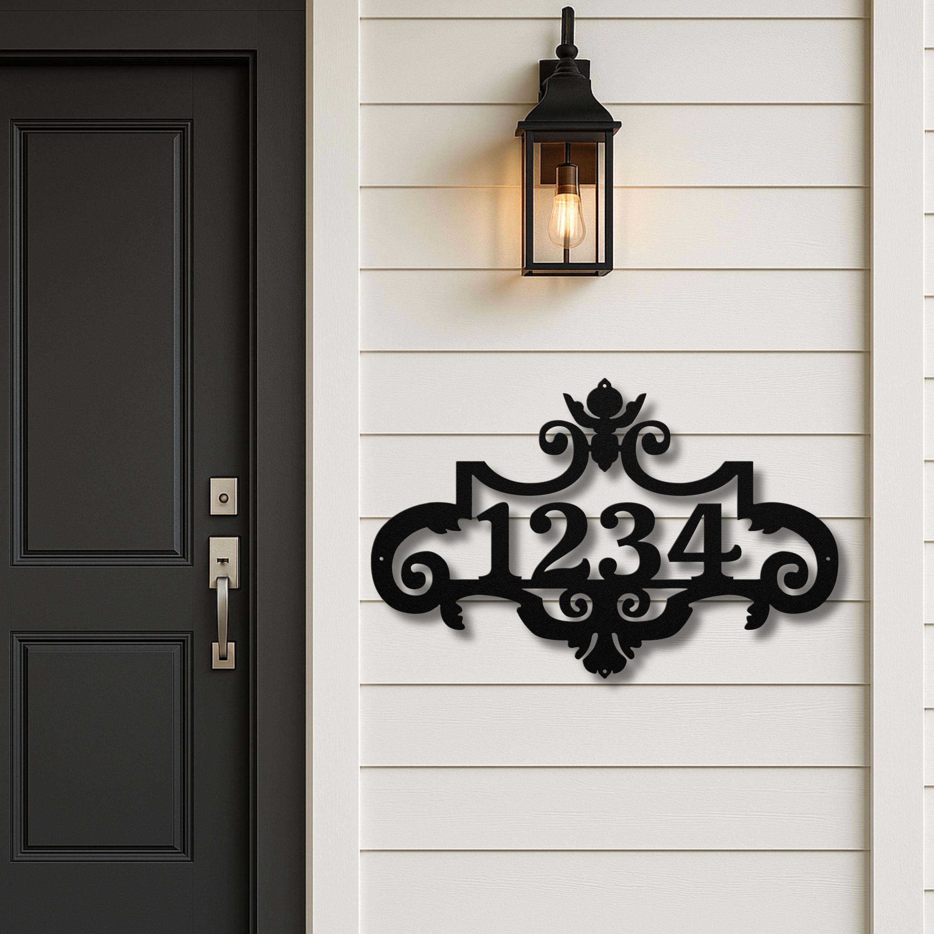 Custom Metal House Number Sign, Victorian Address Plaque