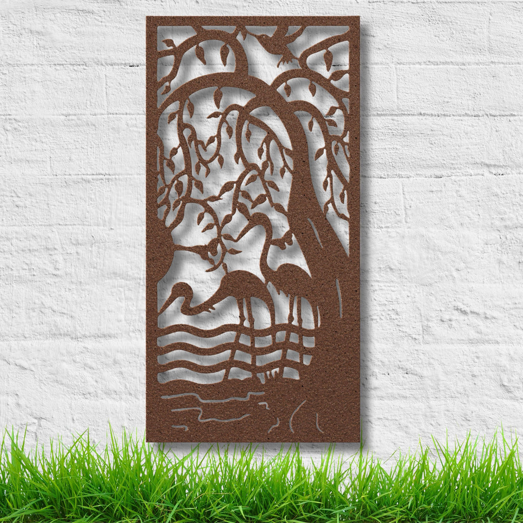 Cranes in Nature Metal Wall Art, Heron Wetland Sign, Bird Silhouette Decor, River Scene Gift