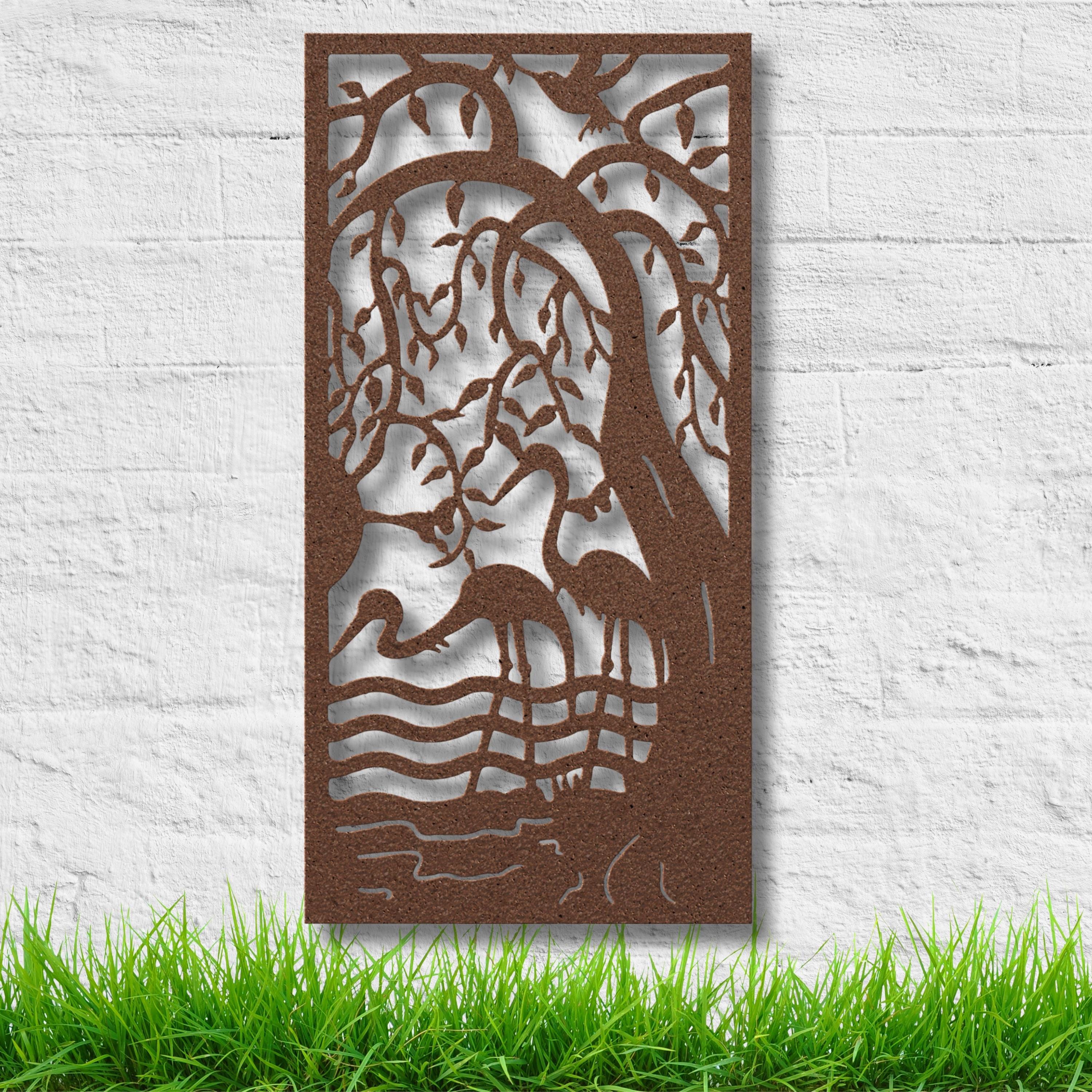 Cranes in Nature Metal Wall Art, Heron Wetland Sign, Bird Silhouette Decor, River Scene Gift