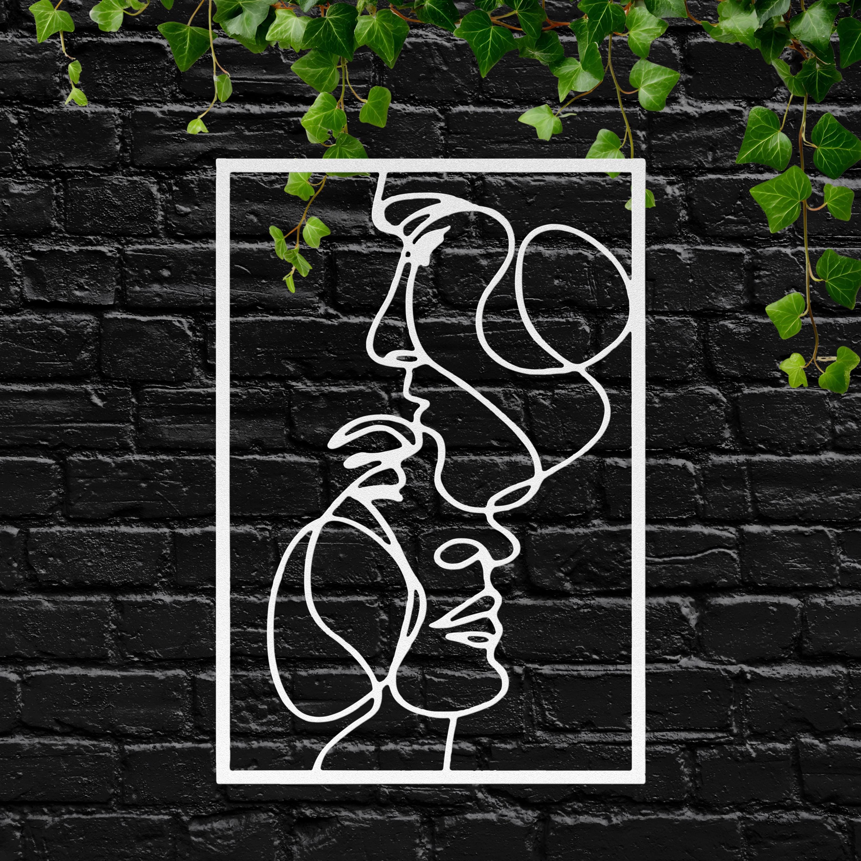 Romantic Metal Wall Art – Abstract Love Line Artwork | Anniversary Gift Decor