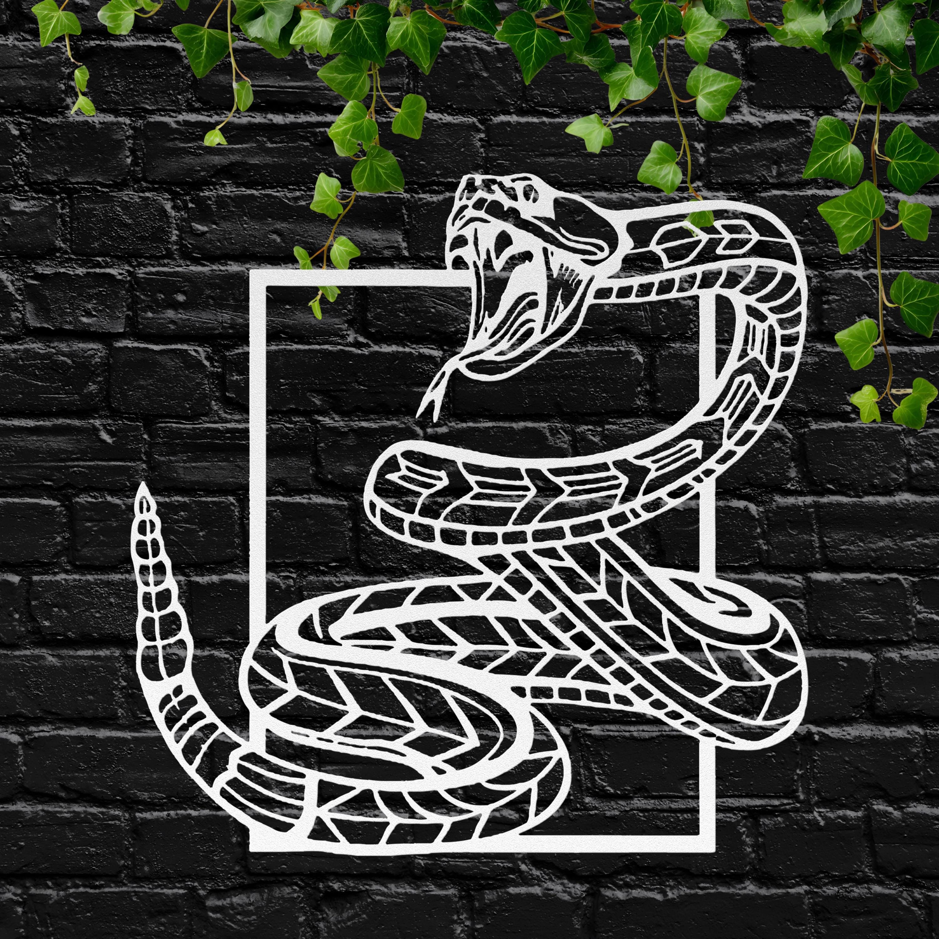 Rattlesnake Metal Sign - Coiled Rattlesnake Art | Durable Steel Wildlife Decor