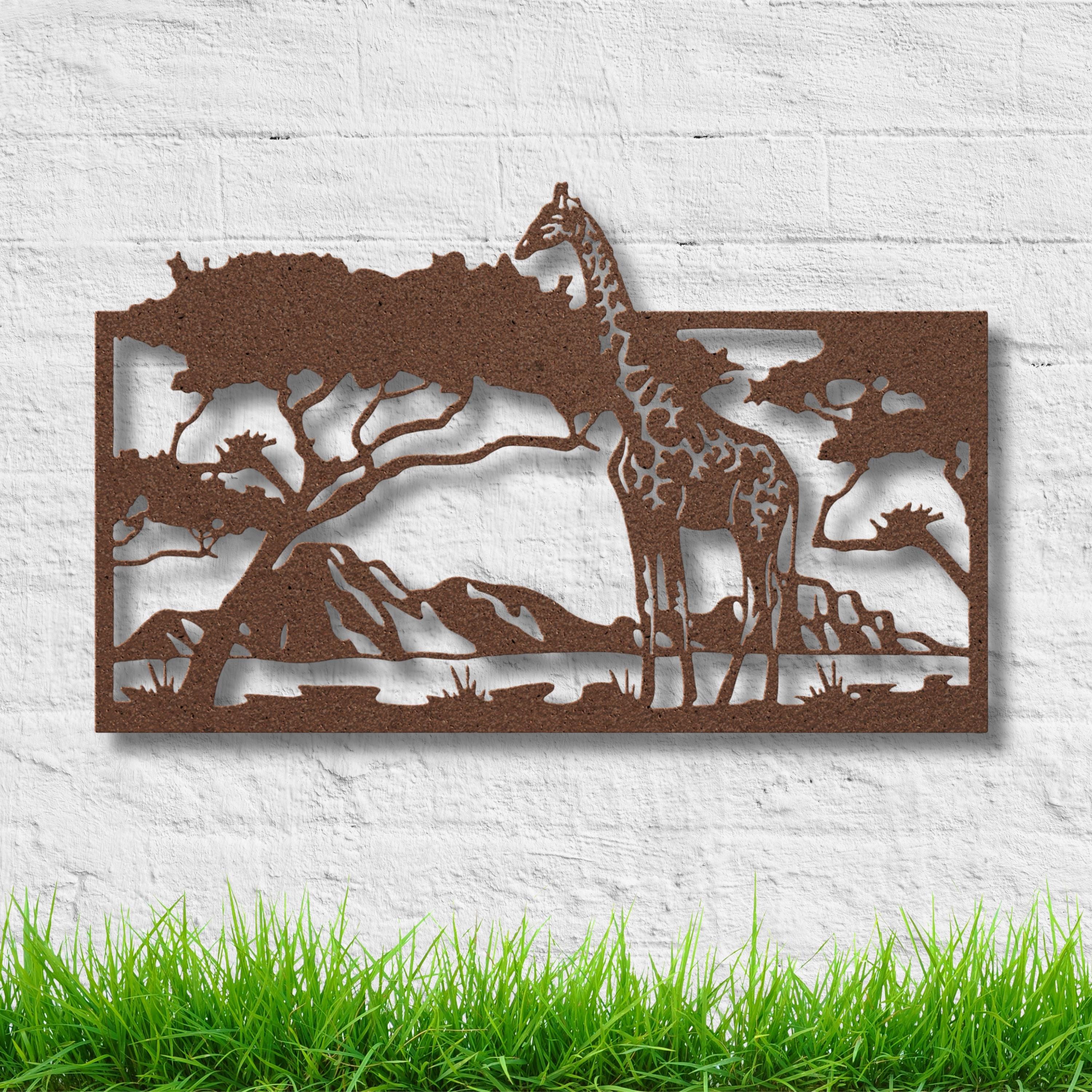 Giraffe Metal Wall Art, African Savanna Decor, Safari Nursery Sign, Wildlife Landscape Art