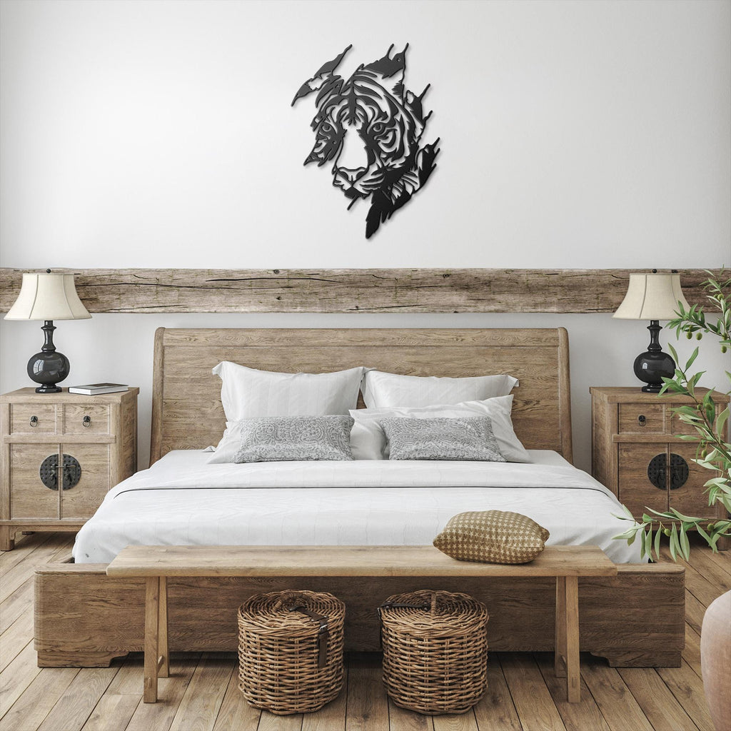 Tiger Metal Wall Art, Jungle Animal Home Decor, Wild Cat Die Cut Sign, Ripped Metal Wildlife Art, Safari Decor