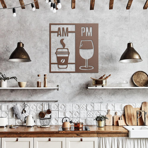 Coffee & Wine Metal Wall Art | AM PM Drink Sign