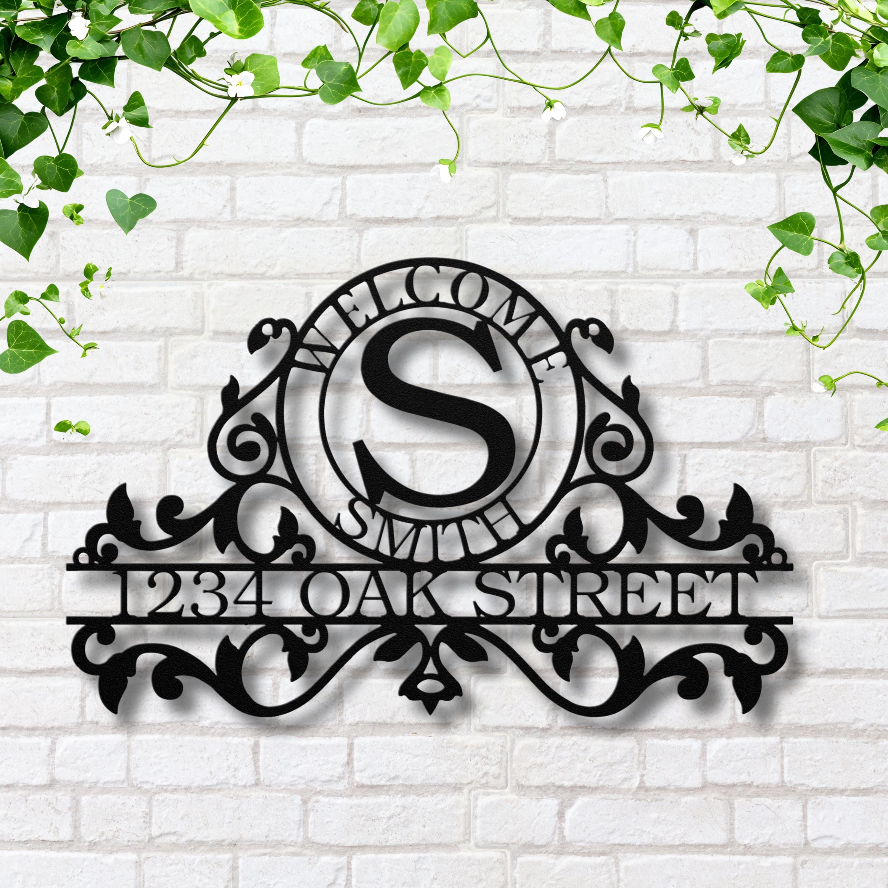 Personalized Metal Address Sign, Scrollwork Family Name Plaque