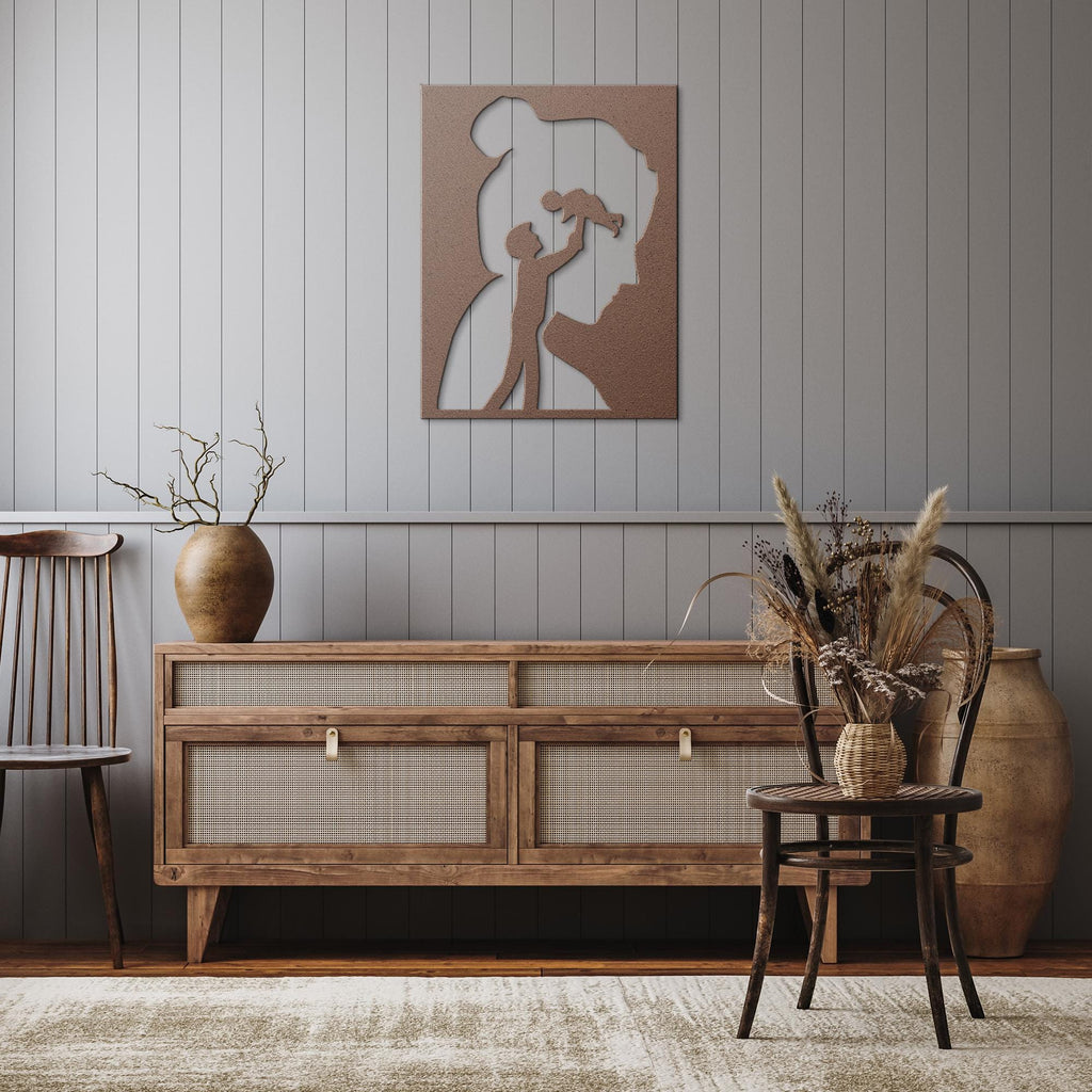 Family Silhouette Metal Wall Art, Minimalist Nursery Decor