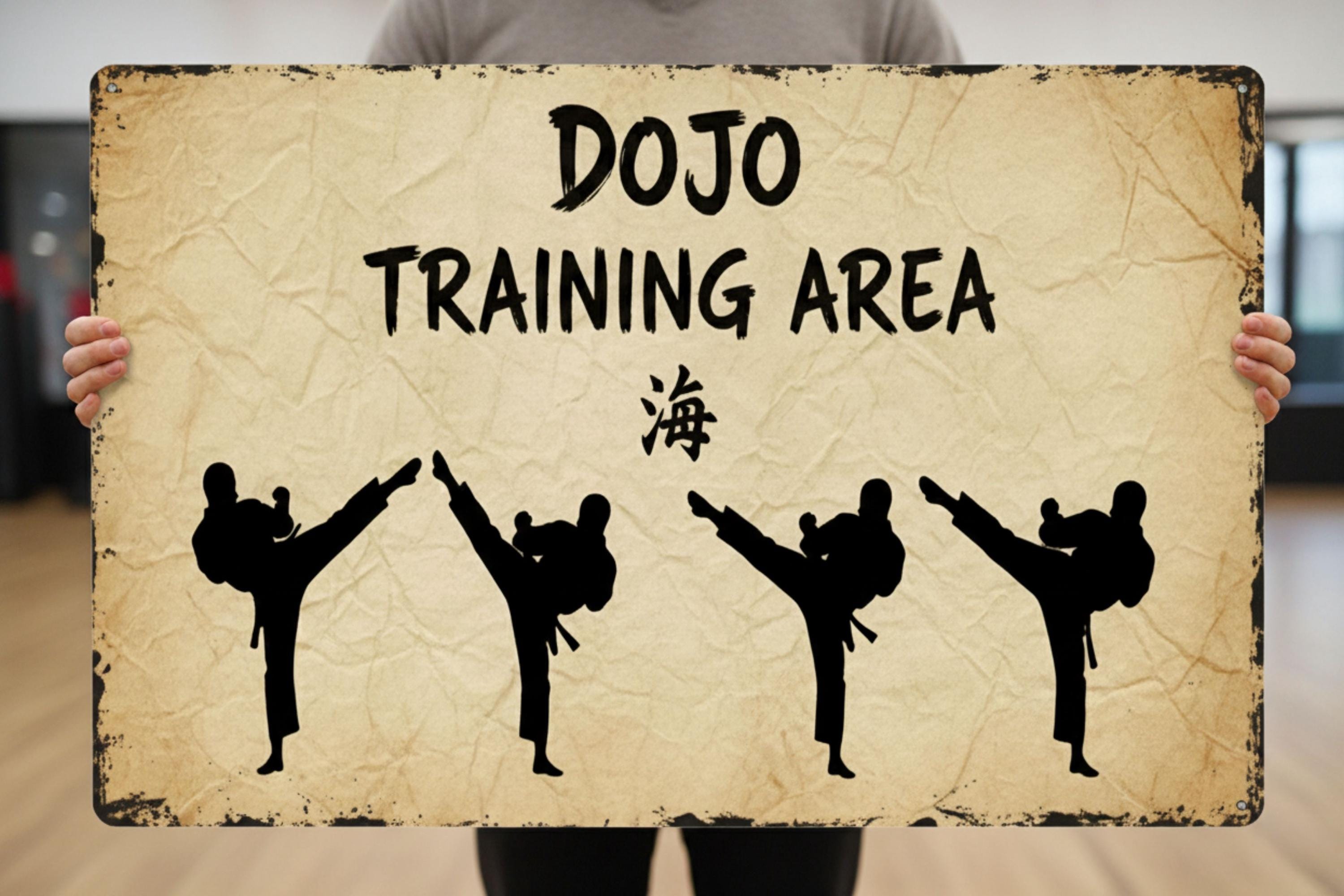 Dojo Training Sign – Vintage Martial Arts Decor | Custom Metal Karate Wall Art