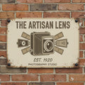 Personalized Photography Studio Sign, The Artisan Lens Metal Art, Custom Photographer Gift