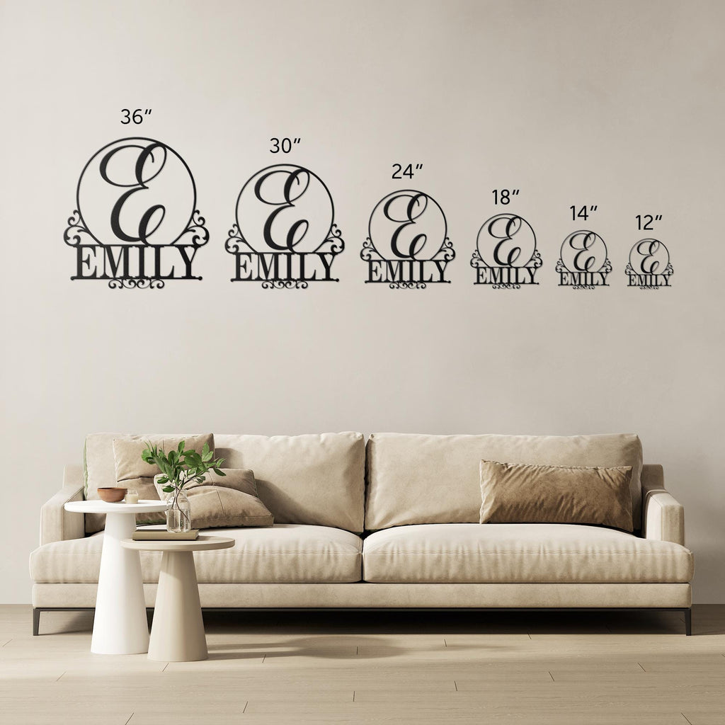 Personalized Metal Last Name Sign: Elegant Monogram Wall Decor