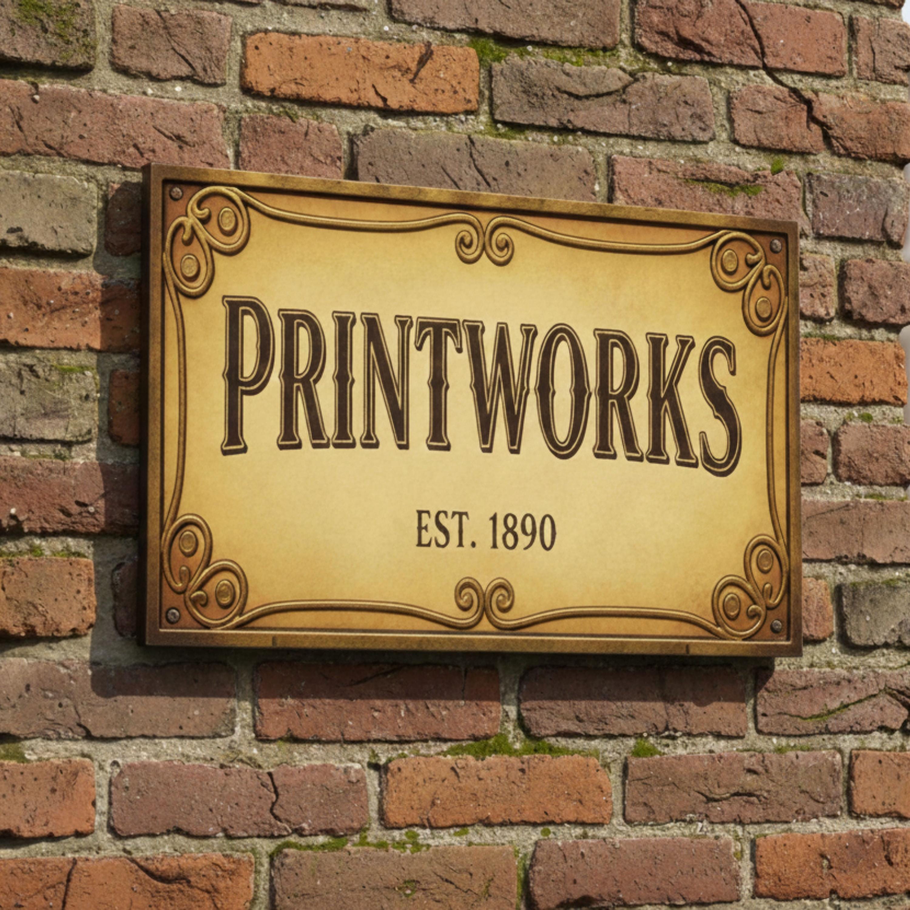 Vintage Printworks Metal Sign, Rustic Industrial Office Decor, Antique Newspaper Shop Wall Art