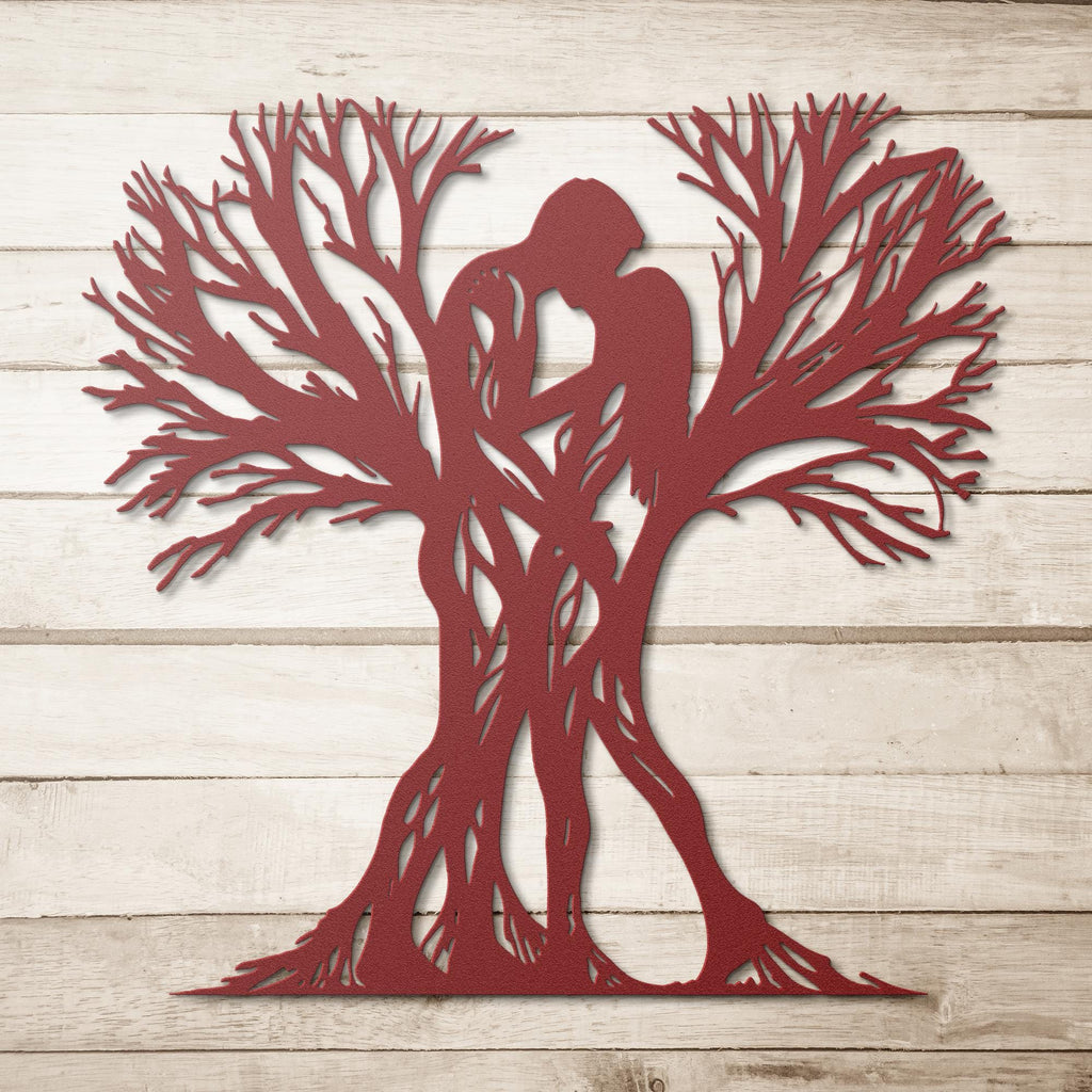 Tree of Love Metal Wall Art | Couple Silhouette, Anniversary Gift