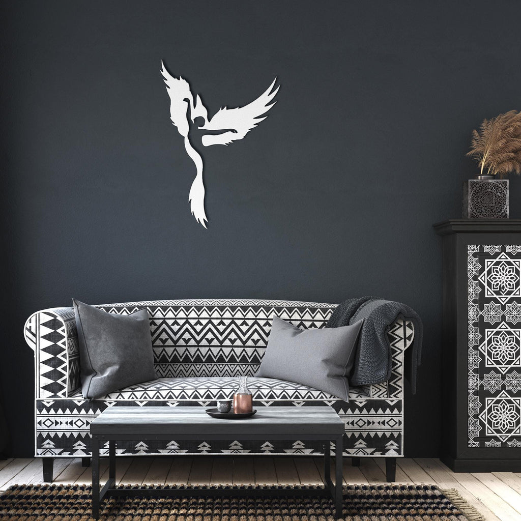 Phoenix Metal Wall Art – Firebird Dancer Sign | Durable Steel Ballet Decor