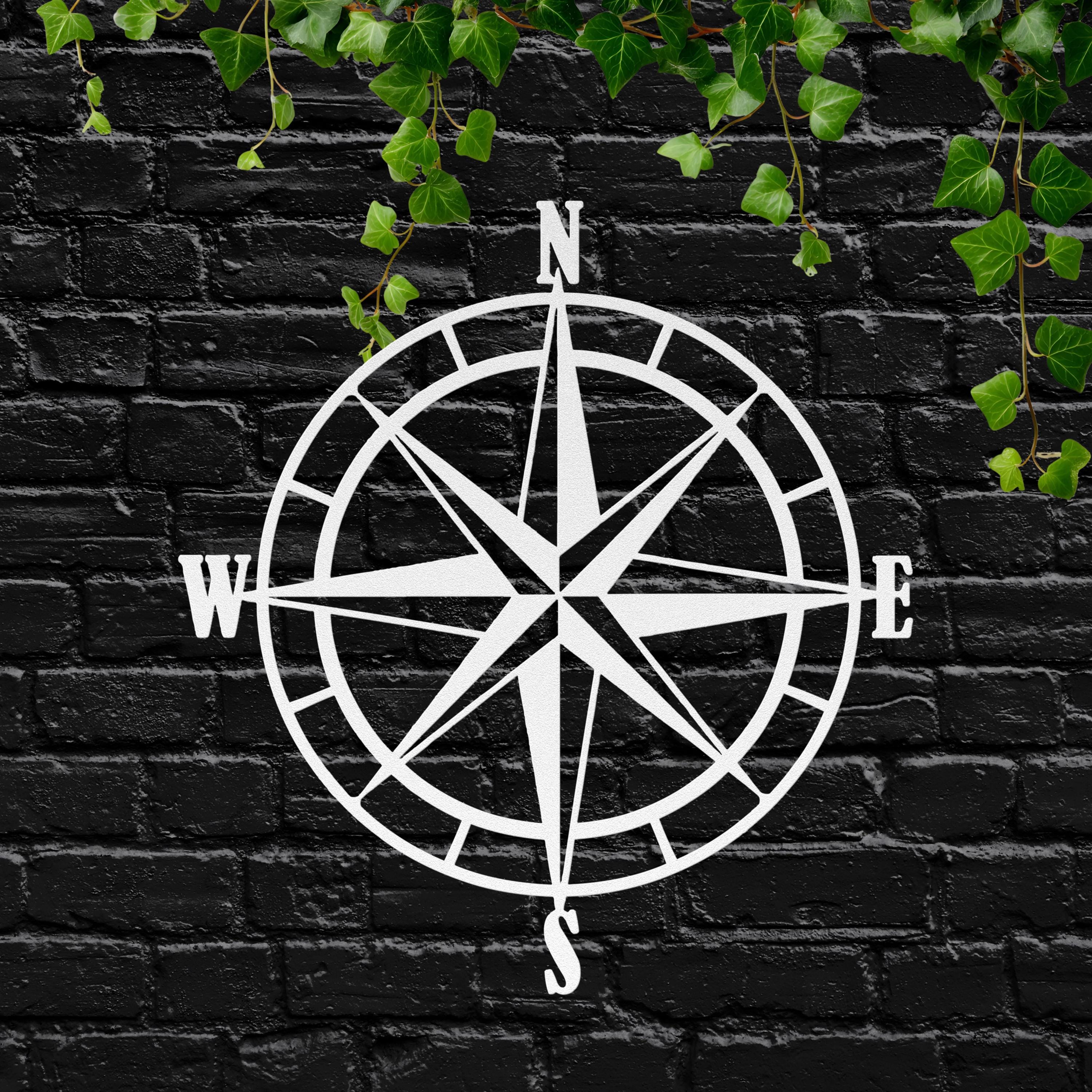 Compass Rose Metal Wall Art | Nautical Die Cut Sign | Adventure Home Decor | Wanderlust Gift for Him Her | Map Decor
