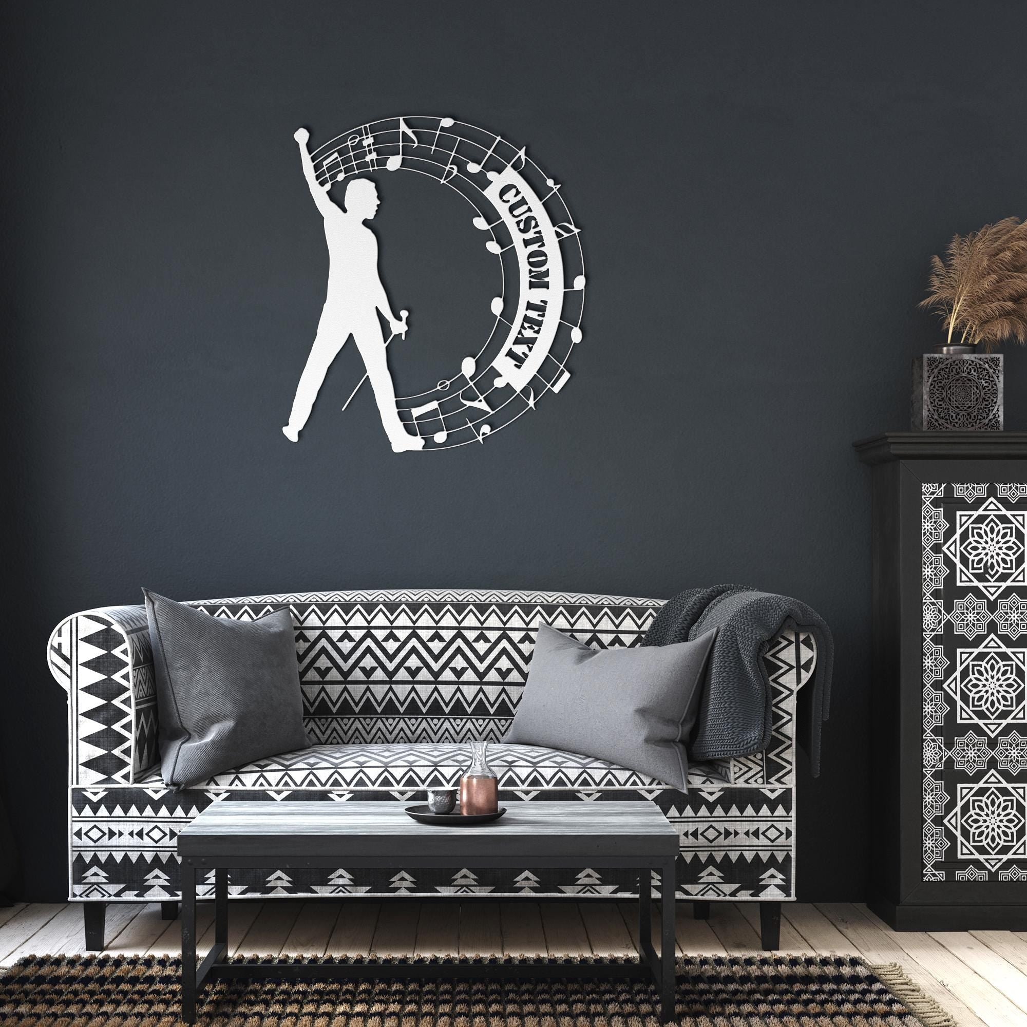 Personalized Musician Metal Sign, Rock Star Silhouette, Custom Music Notes