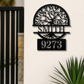 Custom Tree of Life Metal Address Sign, Personalized Family Name Plaque, House Number Decor