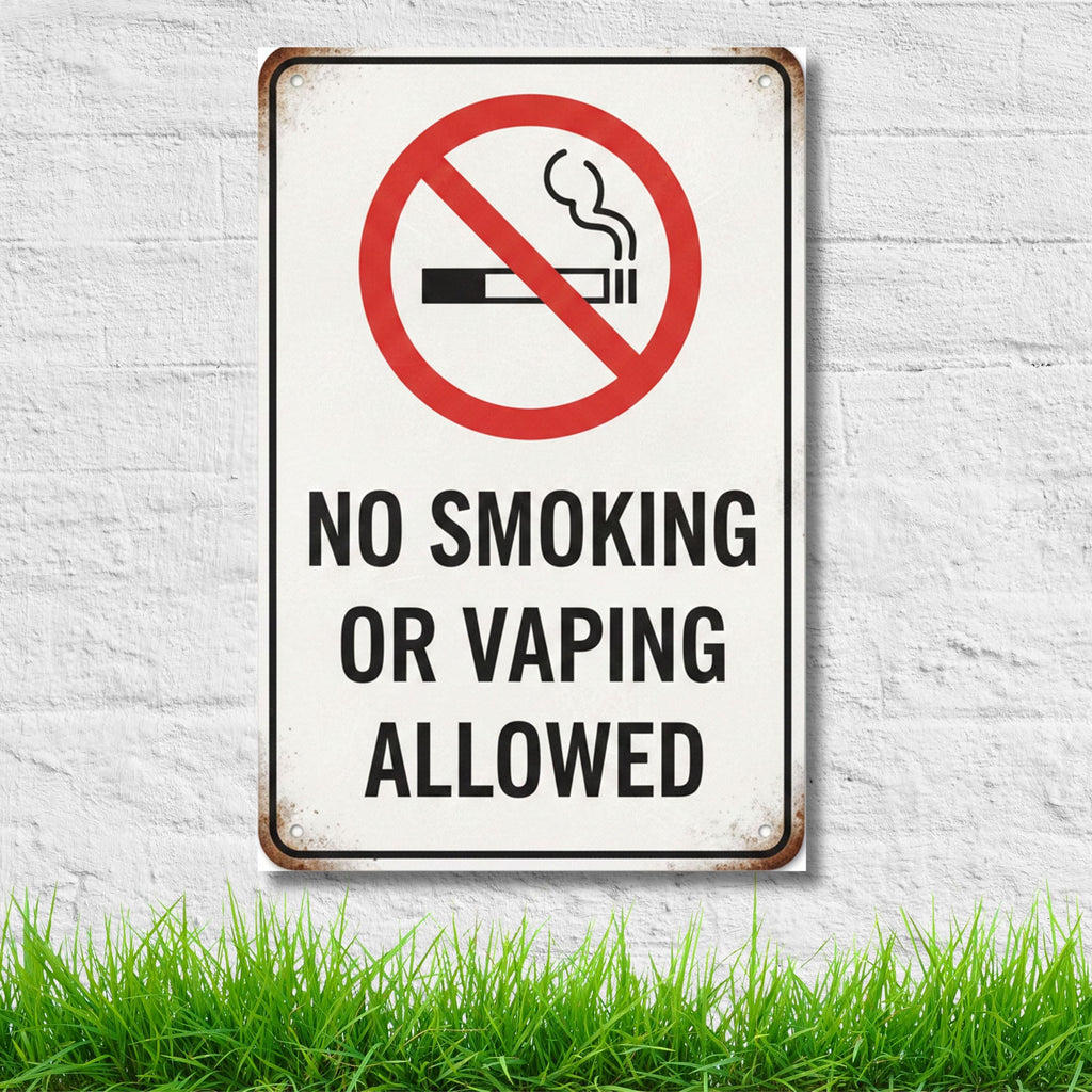 No Smoking Sign - Durable Metal Warning Plaque | Smoke Free Zone Business Signage