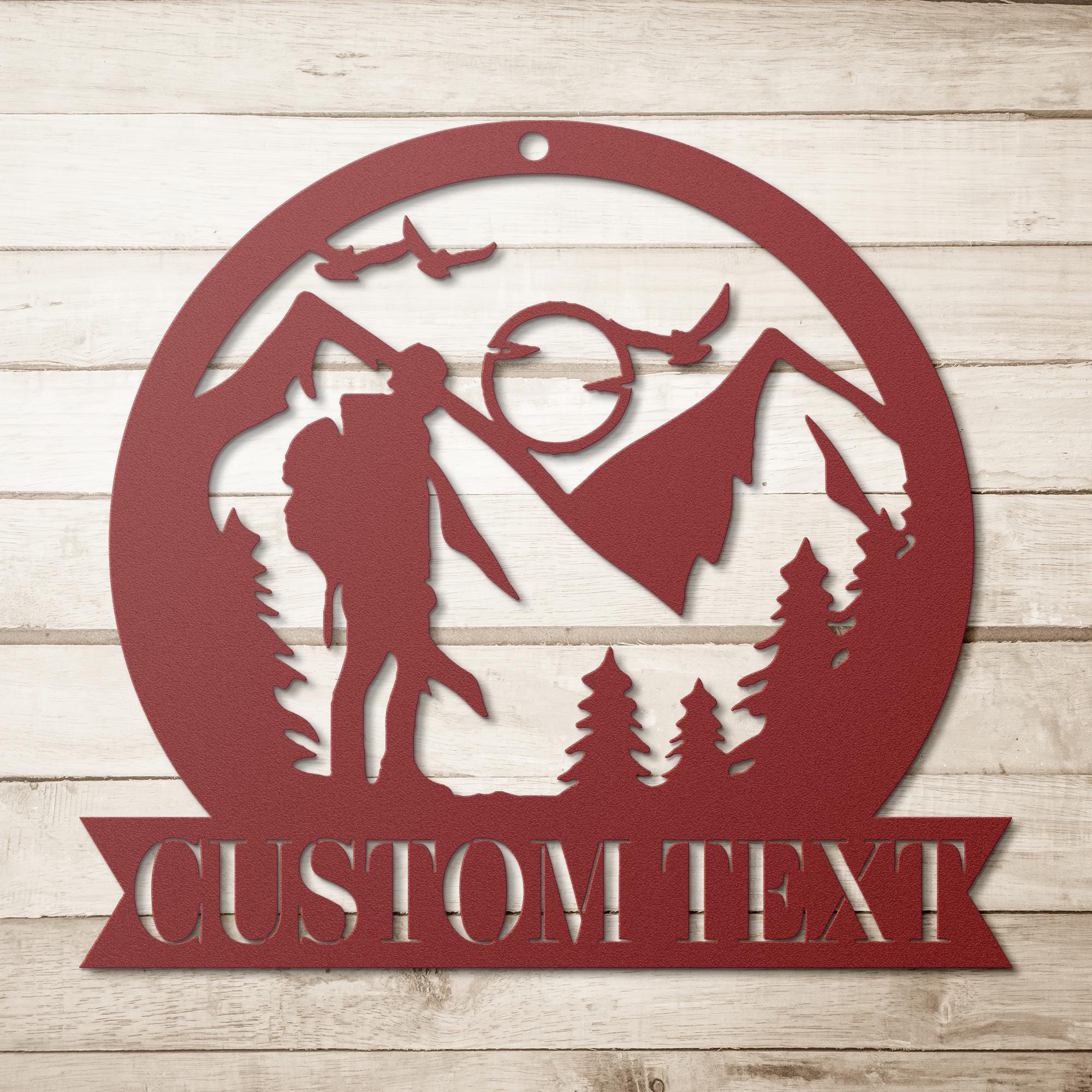 Personalized Hiker Sign - Custom Metal Art | Mountain Wall Decor & Trail Gift