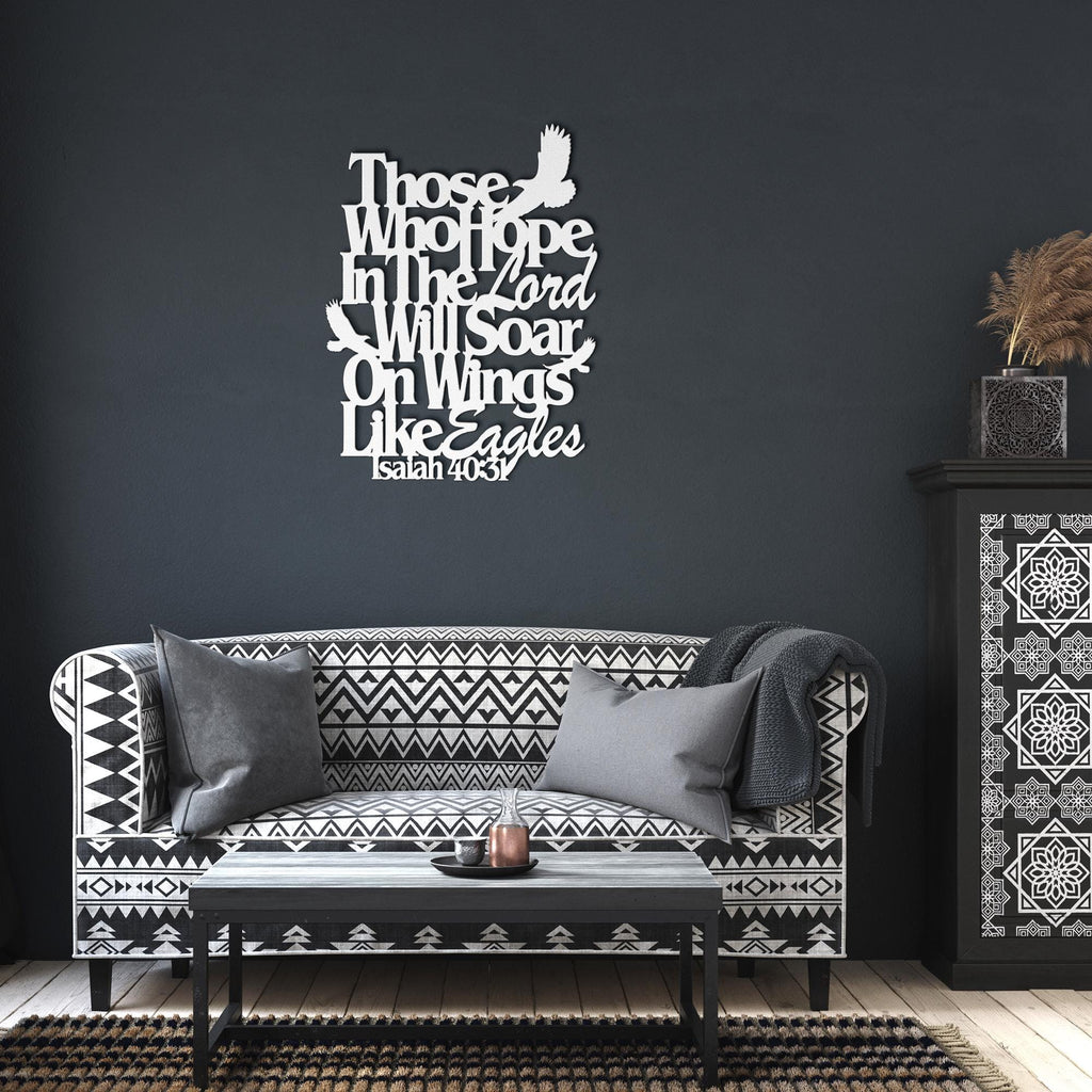 Isaiah 40:31 Bible Verse Metal Art, Soar on Wings Like Eagles Sign, Christian Gift