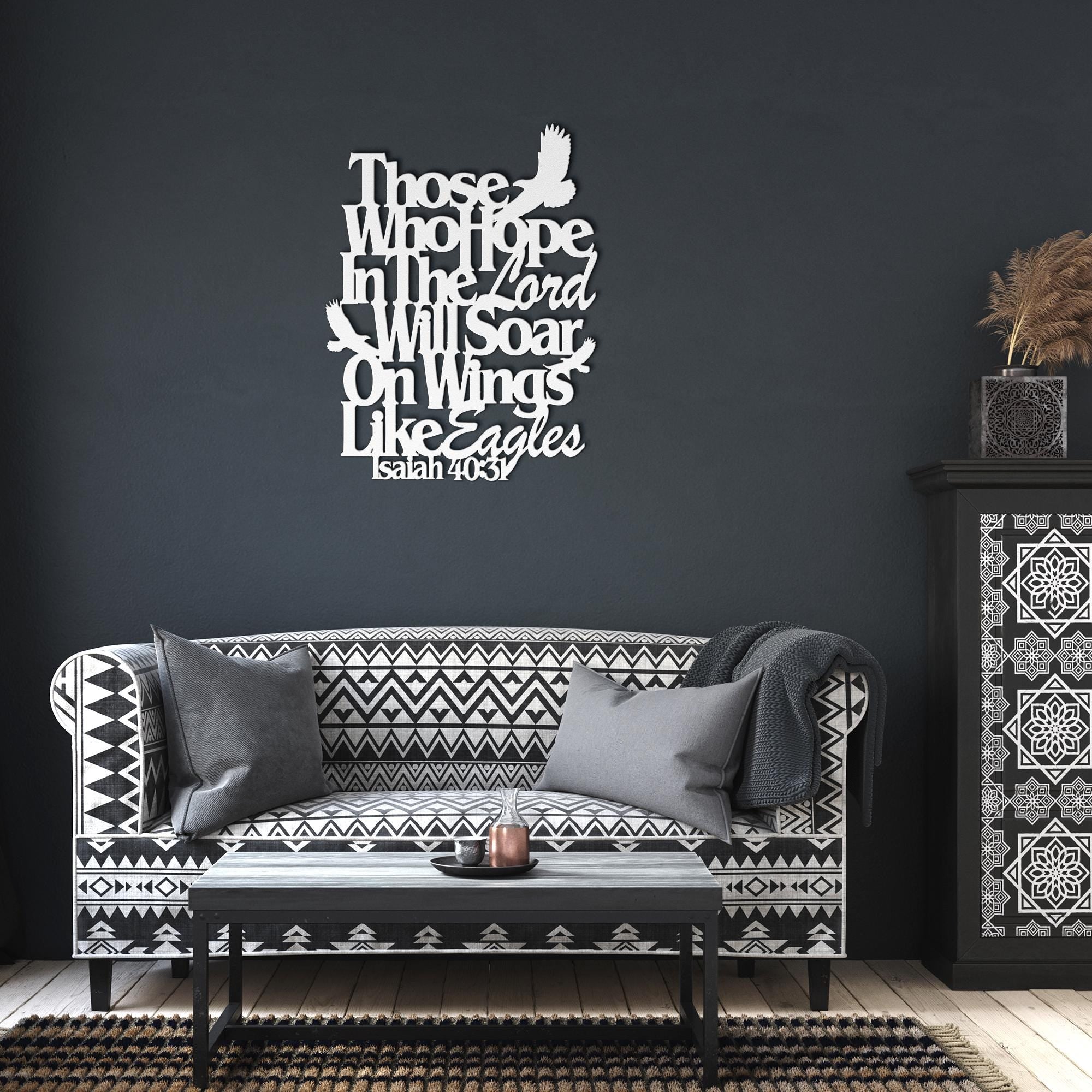 Isaiah 40:31 Bible Verse Metal Art, Soar on Wings Like Eagles Sign, Christian Gift