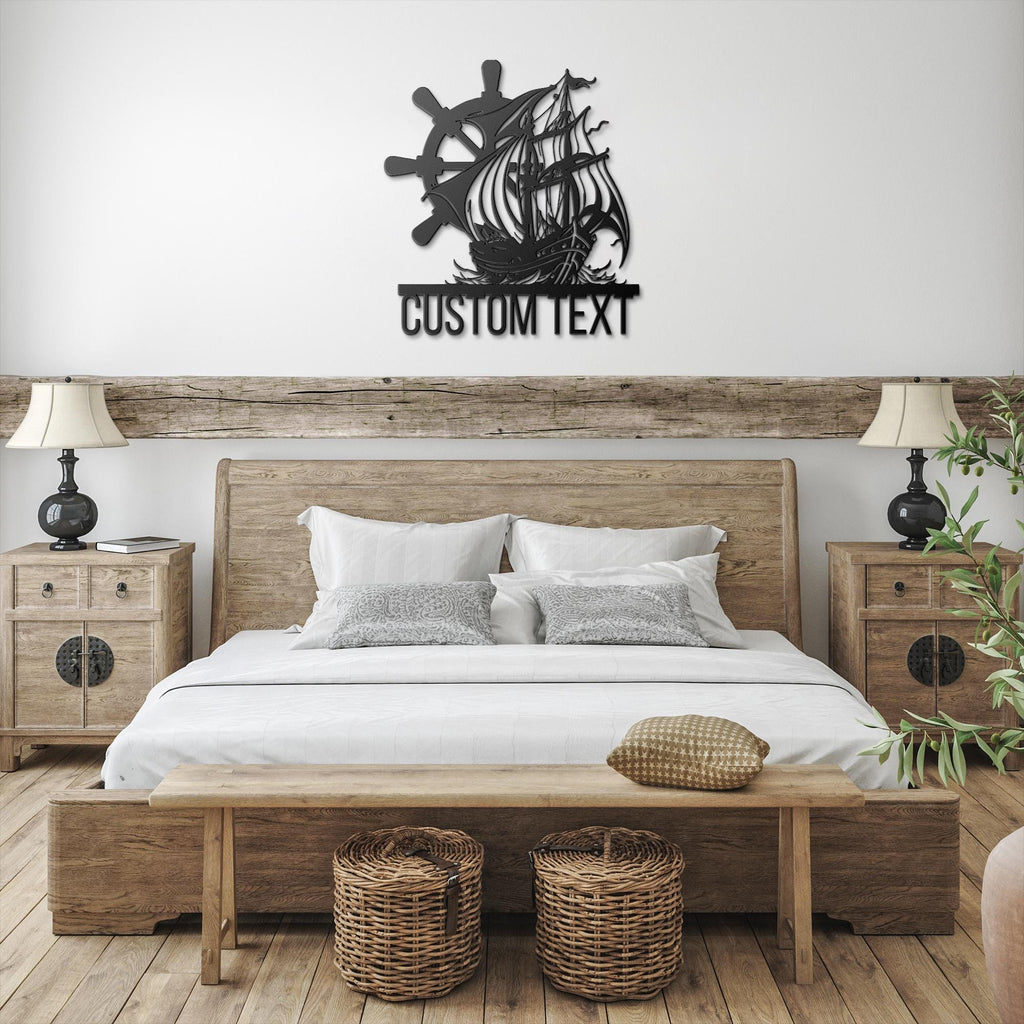 Custom Ship Metal Sign | Personalized Sailing Home Decor | Nautical Pirate Boat Wall Art Gift