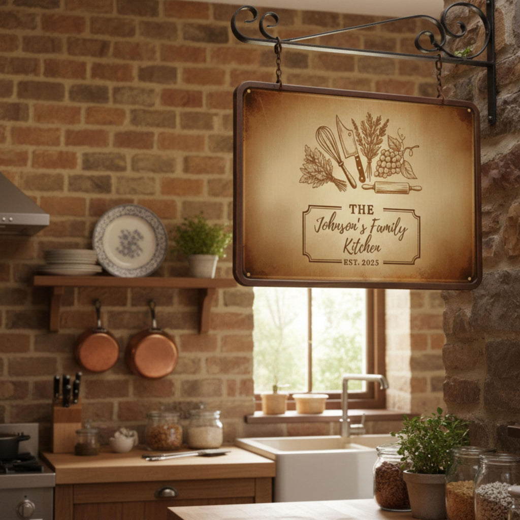 Personalized Kitchen Sign | Custom Metal Sign Rustic Kitchen Wall Decor Gift
