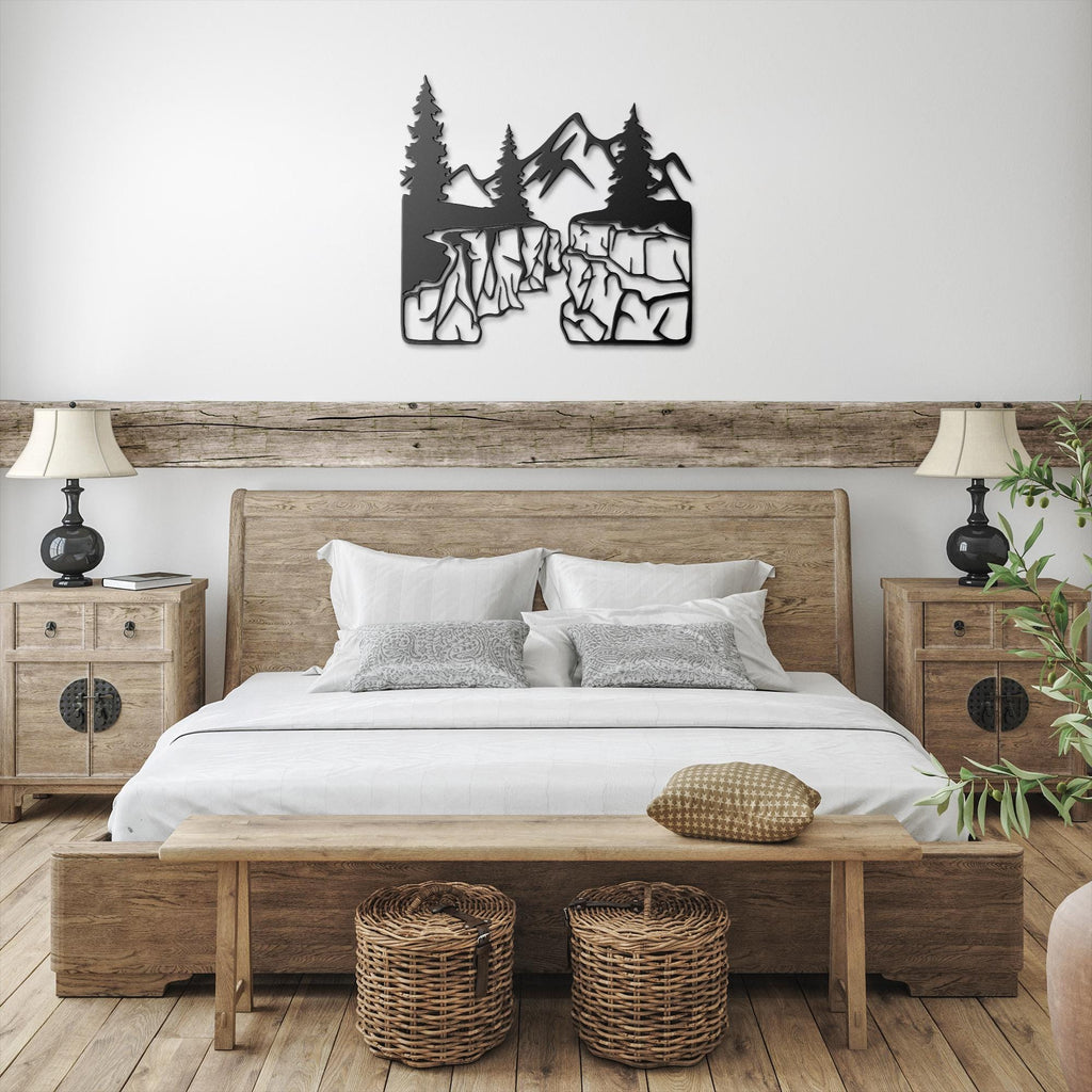 Mountain Canyon Metal Wall Art, Nature Landscape Die Cut Sign, Adventure Decor