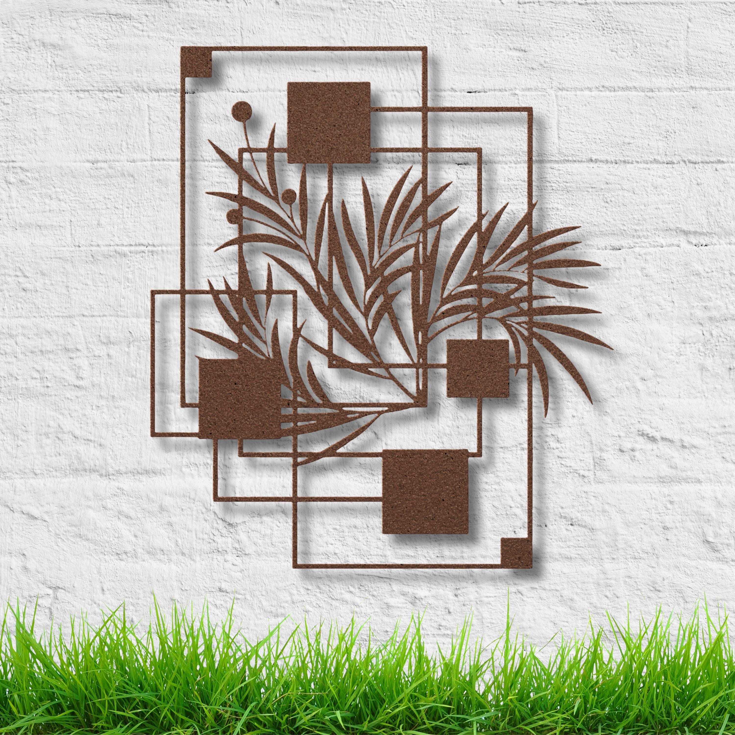 Geometric Plant Metal Wall Art, Mid-Century Modern Decor