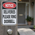 Deliveries Please Ring Doorbell Sign, Notice Metal Plaque, Business Entry Signage