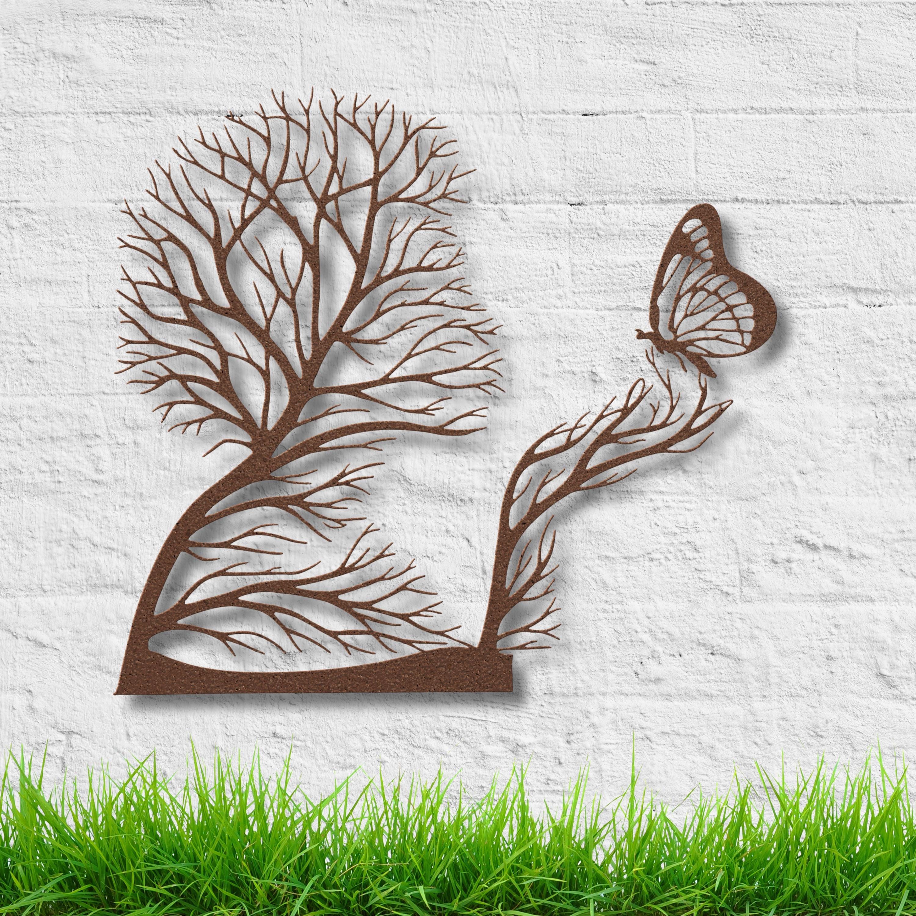 Tree of Life Wall Art – Custom Metal Garden Sign with Butterfly Nature Decor