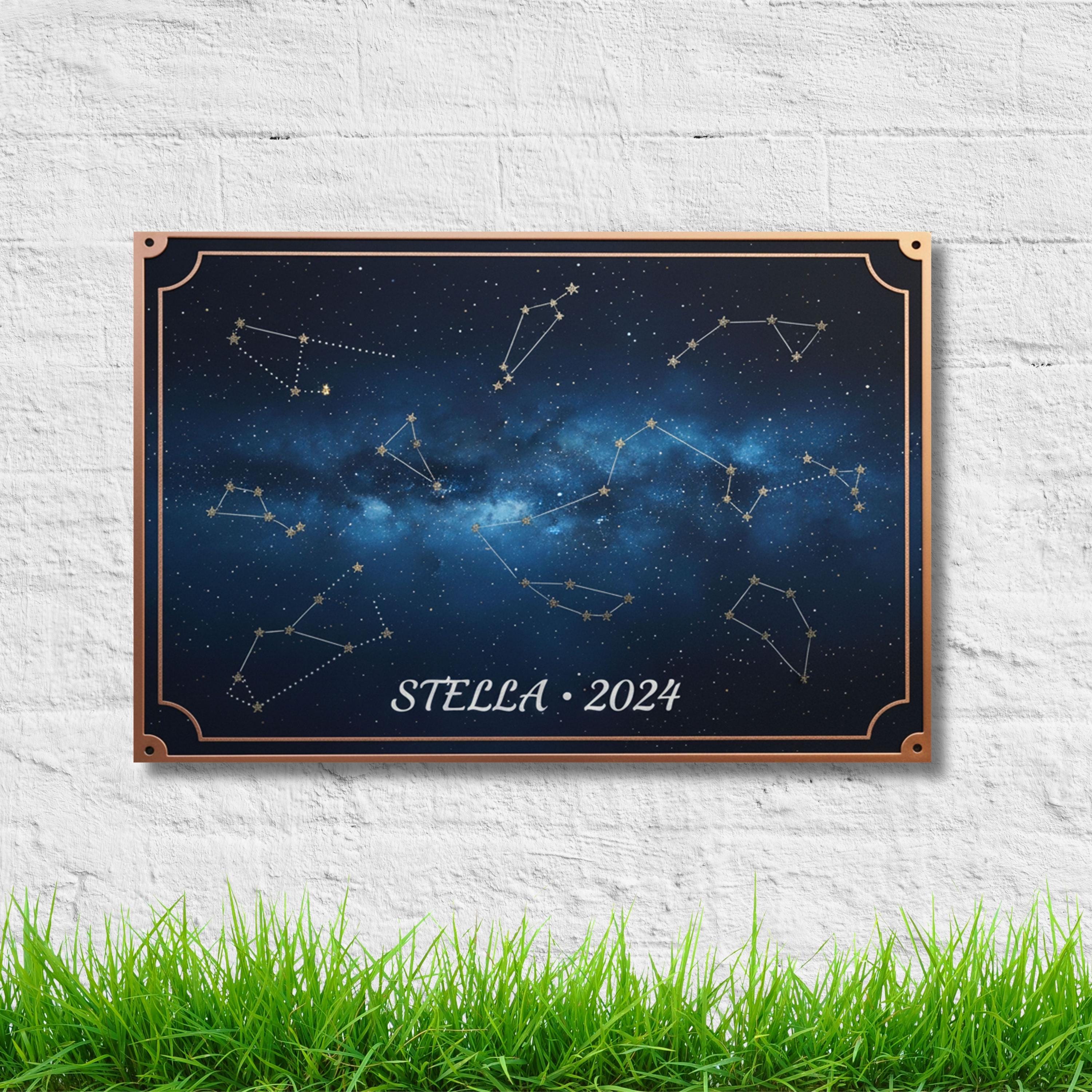 Custom Constellation Metal Sign, Personalized Star Map Wall Art, Nursery Decor Gift