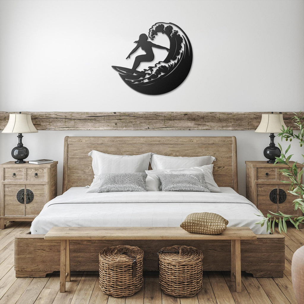Metal Surfer Wall Art, Ocean Wave Silhouette, Modern Beach Decor, Surf Metal Sign, Water Sport Art, Coastal Home Gift