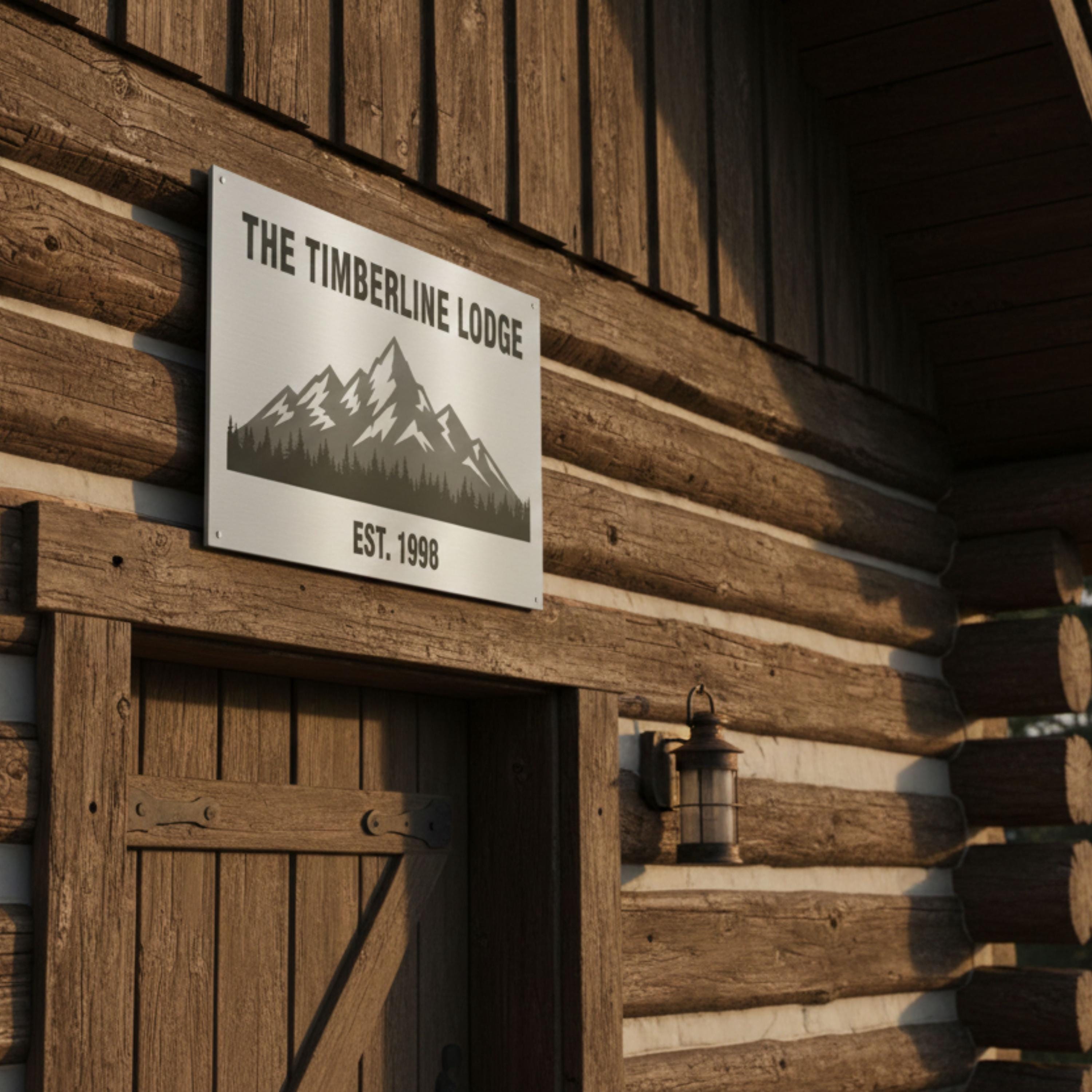Personalized Lodge Sign - Custom Cabin Decor | Mountain Metal Sign | Rustic Lake House Plaque