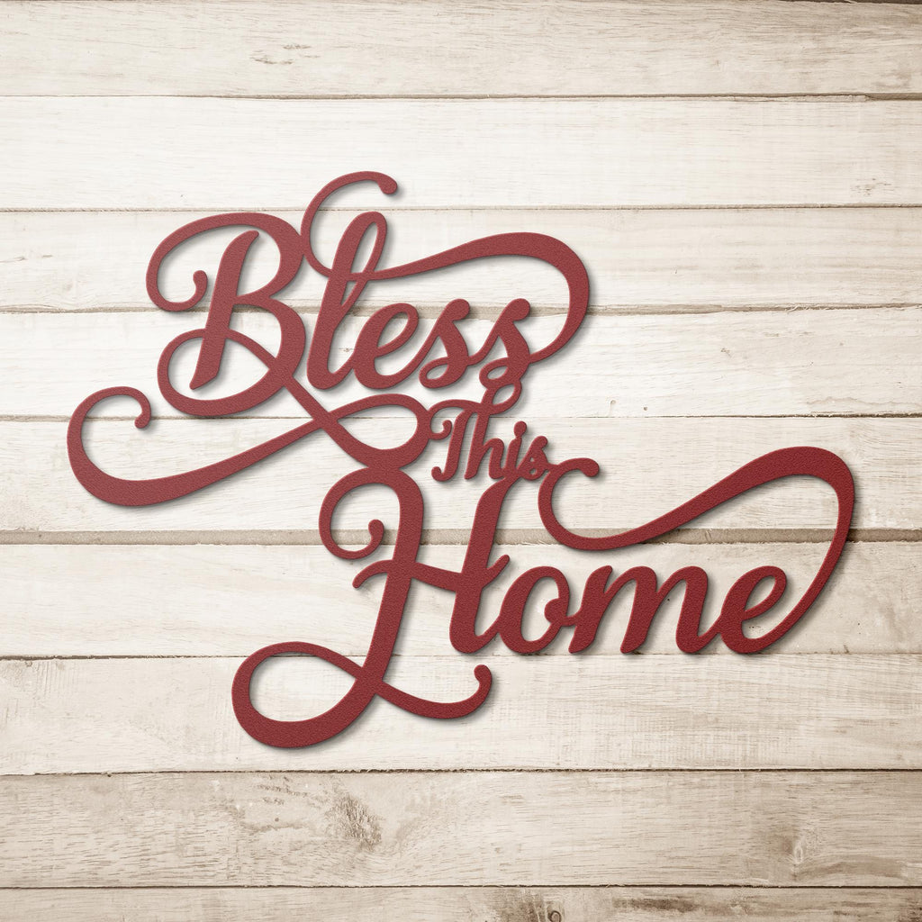 Bless This Home Sign, Metal Wall Art, Housewarming Gift, Script Home Decor Art