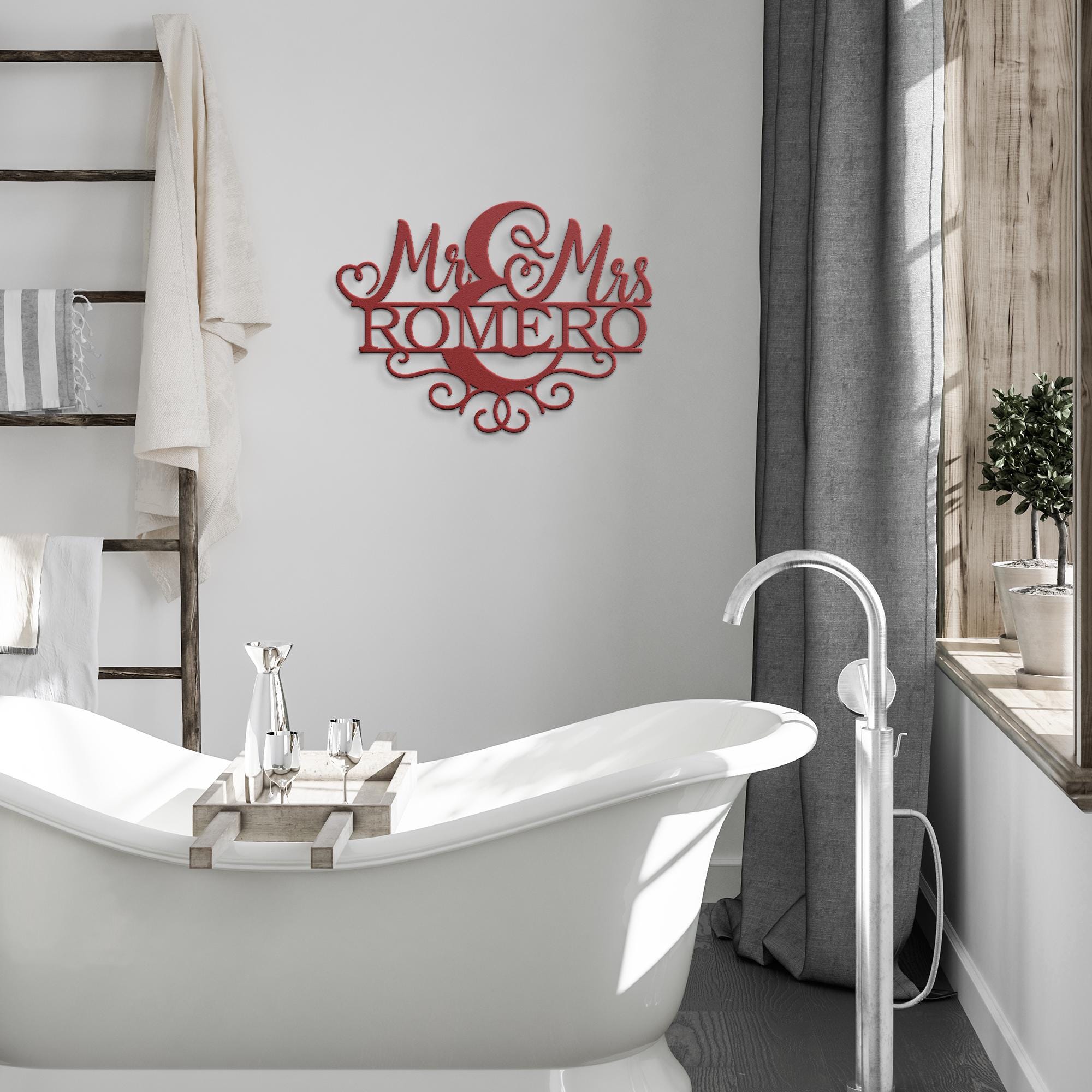 Personalized Mr & Mrs Metal Last Name Sign, Wedding Gift