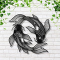 Yin Yang Koi Fish Metal Wall Art, Japanese Zen Decor