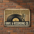 Retro Sound Studio Sign - Custom Metal Wall Plaque with Vintage Microphone Art