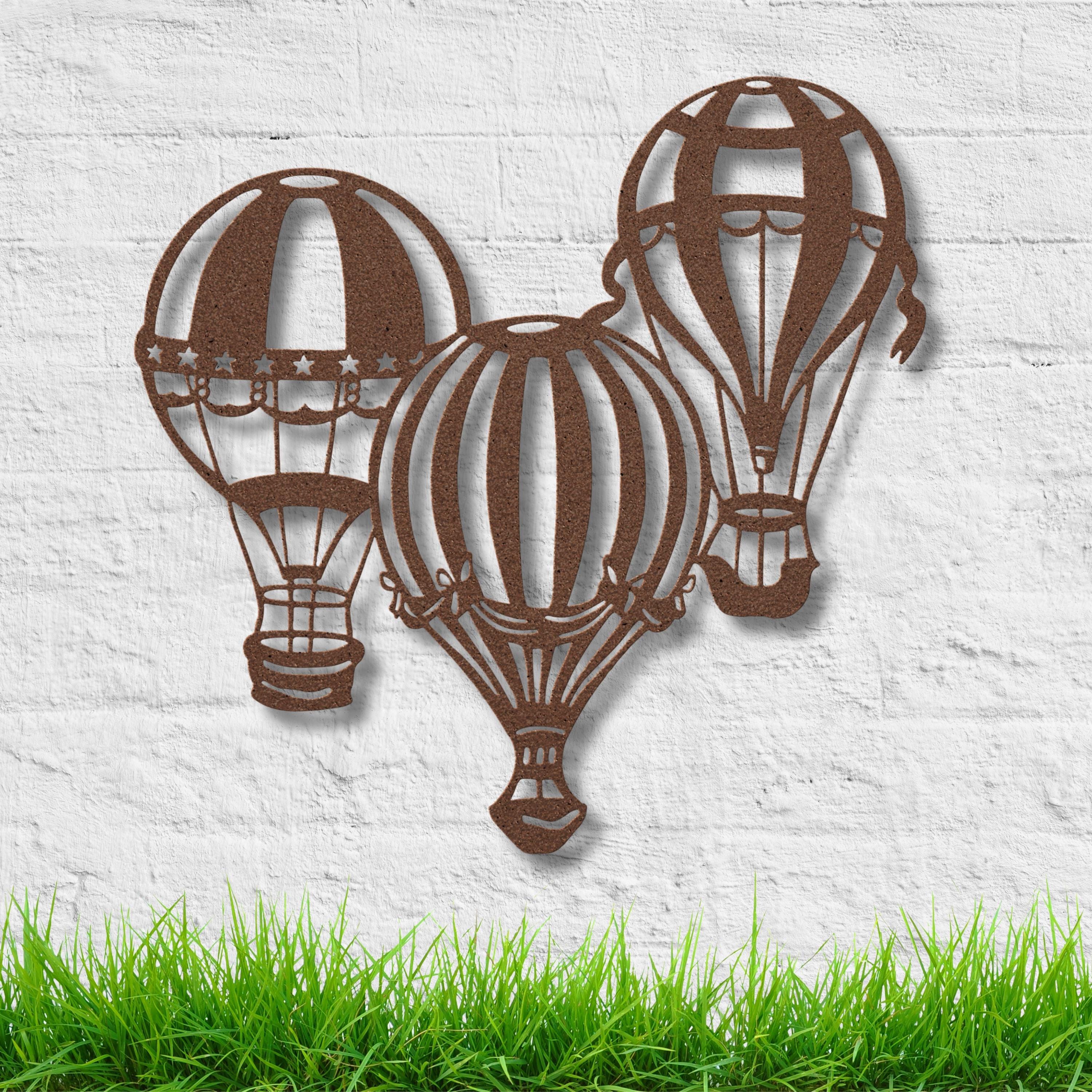 Hot Air Balloon Metal Wall Art, Vintage Nursery Decor, Travel Theme Sign, Kids Room Art